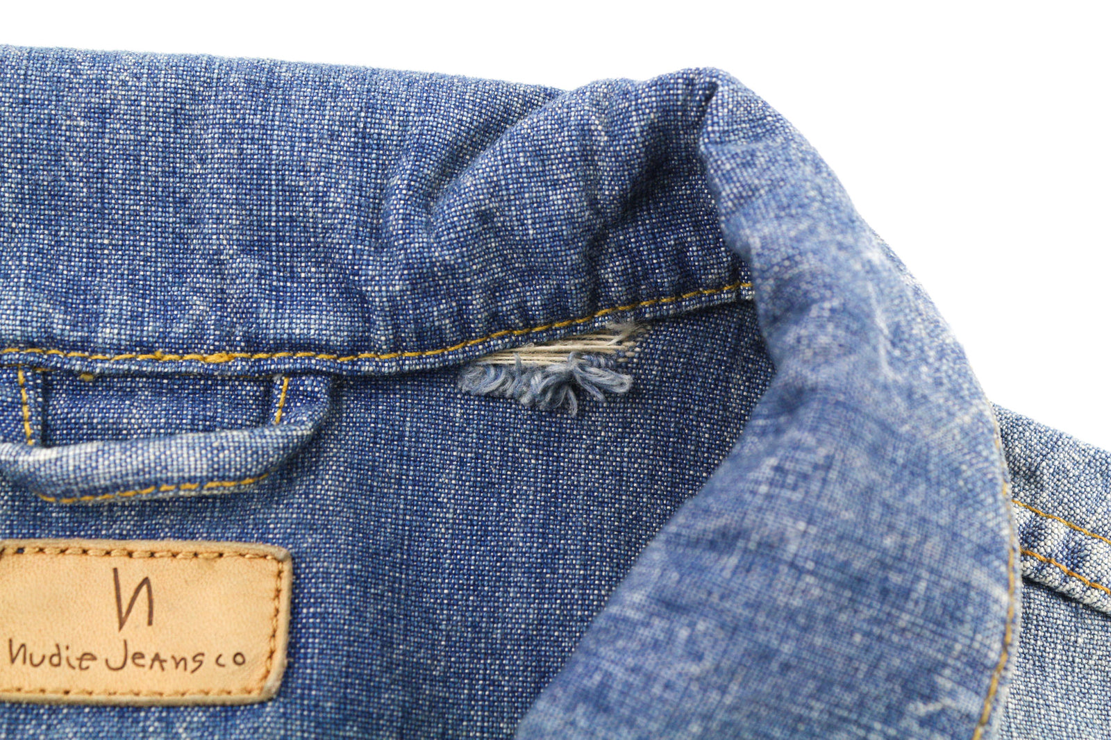 NUDIE JEANS Ronny vyriška striukė 2XL indigo spalvos kombinezonas, mėlyna, skalbta, su sagomis 