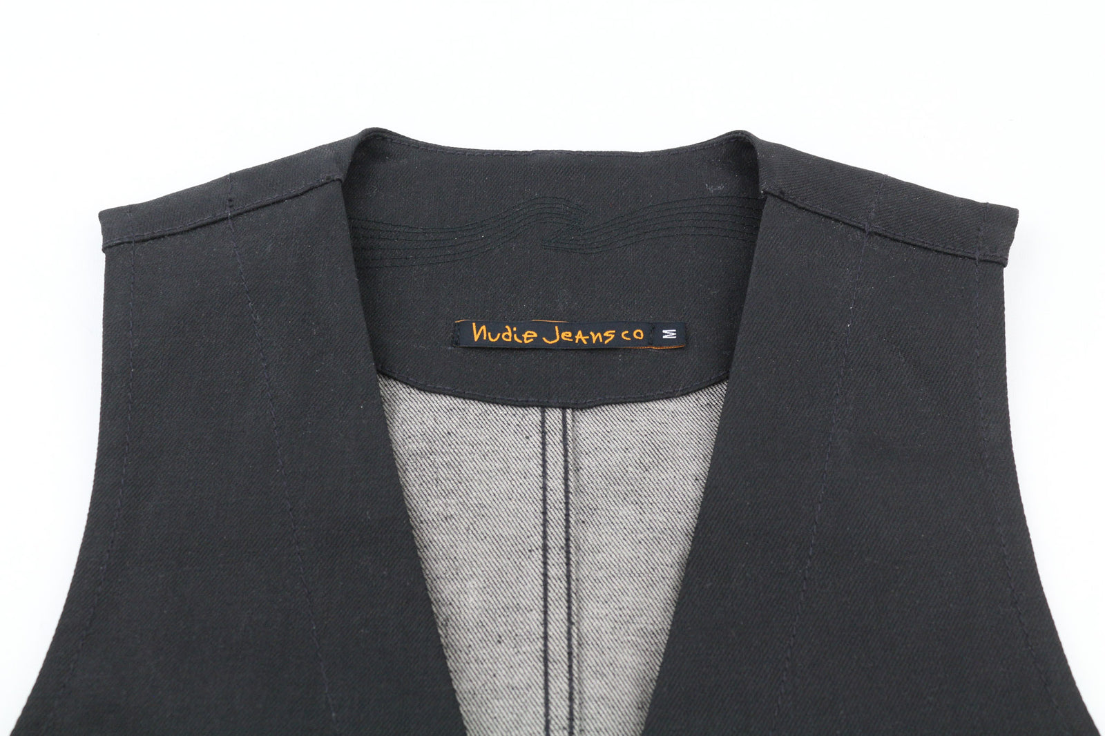 NUDIE JEANS Pal vyriška liemenė M Dry juoda su sagomis ir pusbelte be pamušalo, tamsi 