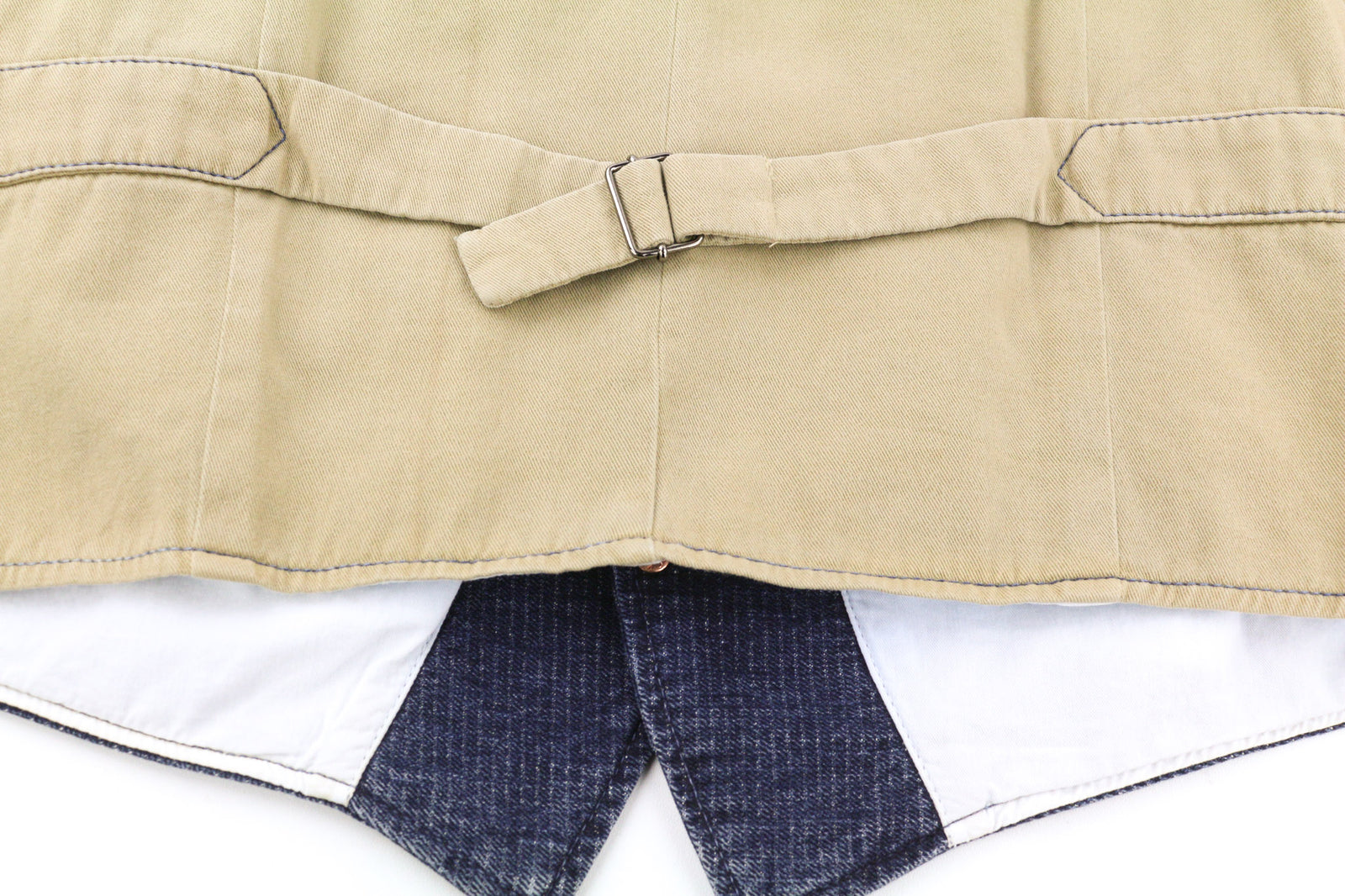 NUDIE JEANS Gustav vyriška liemenė M su dryžuota džinsinio audinio imitacija, mėlyna, su sagomis ir pamušalu. 