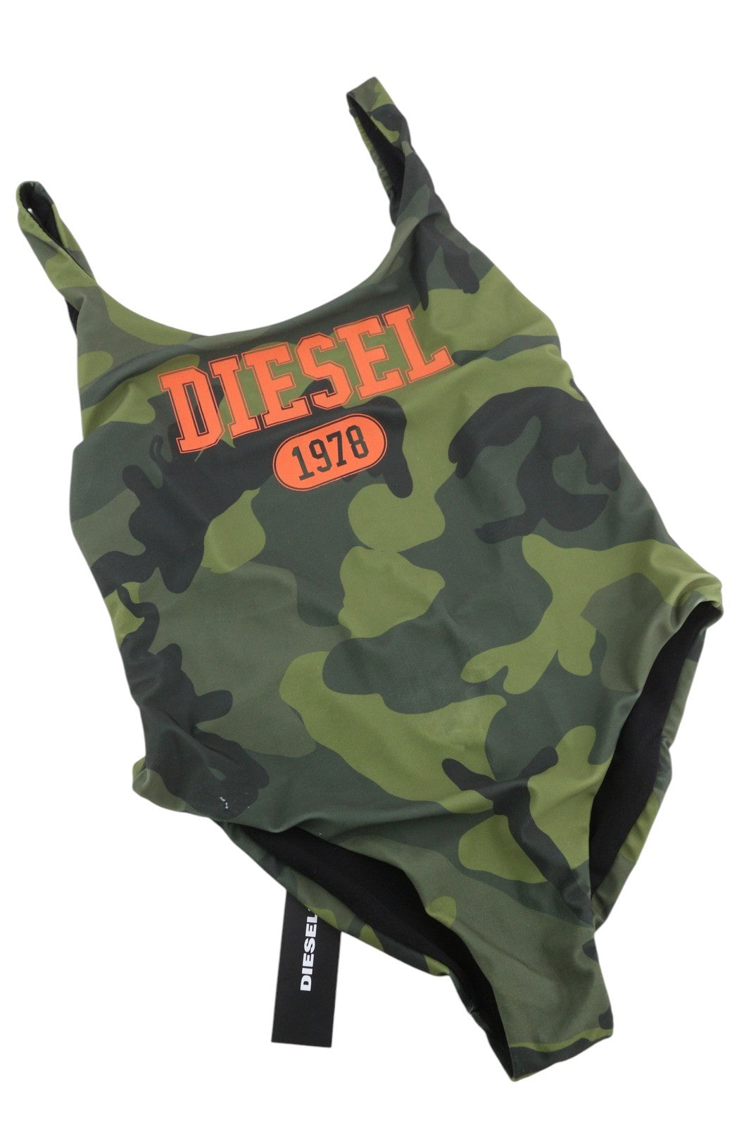 DIESEL Bfsw-Slia Intero moteriškas maudymosi kostiumėlis S, žalias, kamufliažinis, RRP 125 €, tamprus 