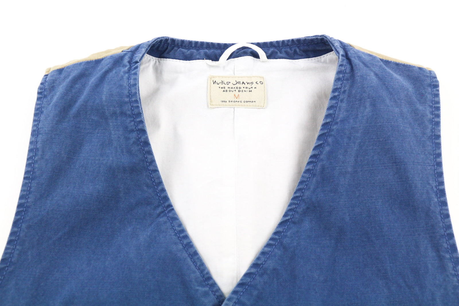 NUDIE JEANS Gustav vyriška liemenė M Oden mėlyna ekologiška sagomis su kišenėmis, plona pamušalu 