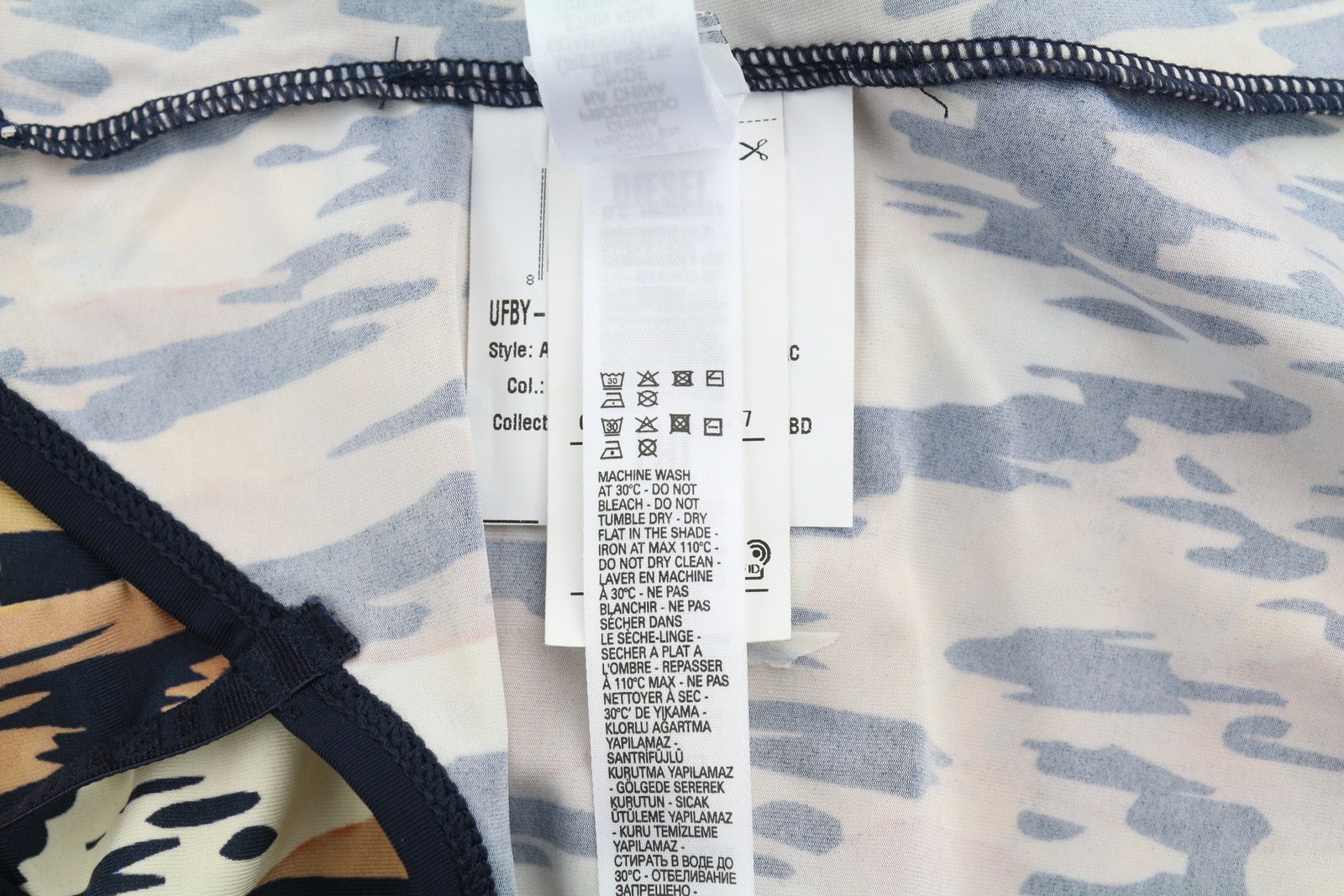 DIESEL Ufby-Kamhalas UW moteriškas bodis S raštuotas be rankovių, tamprus logotipas