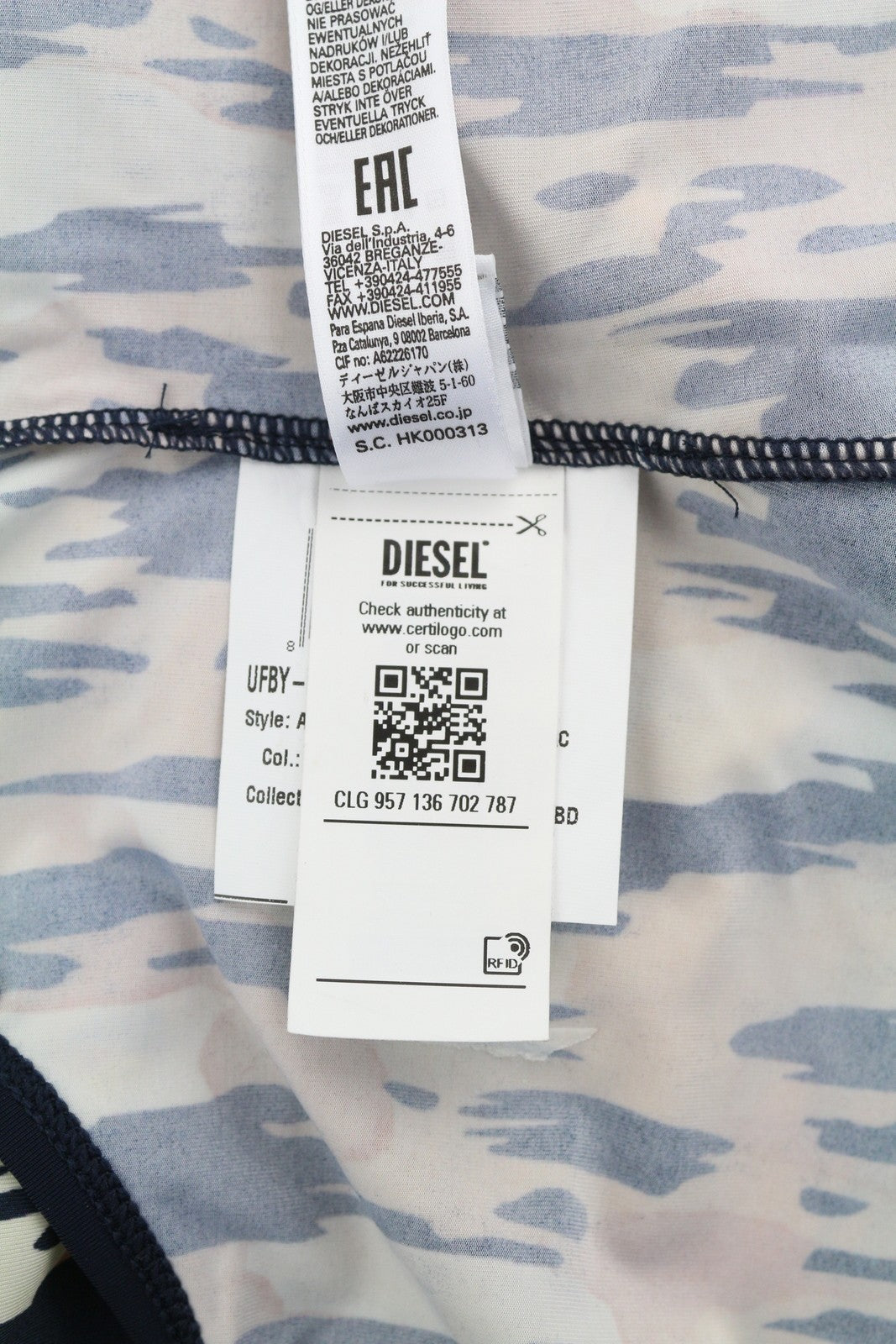 DIESEL Ufby-Kamhalas UW moteriškas bodis S raštuotas be rankovių, tamprus logotipas