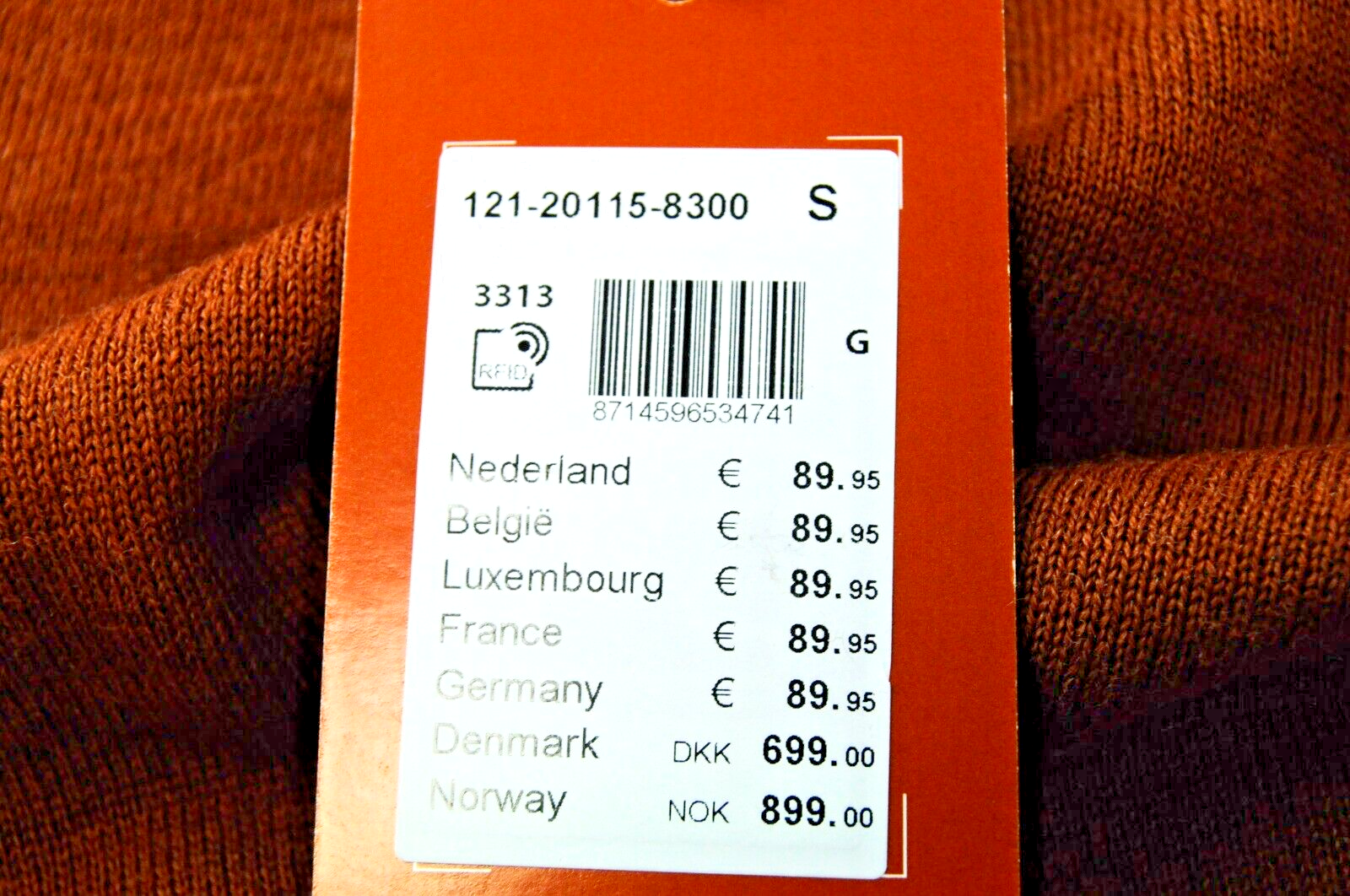 STATE OF ART Men S Orange Merino Wool Blend Long Sleeve Pullover