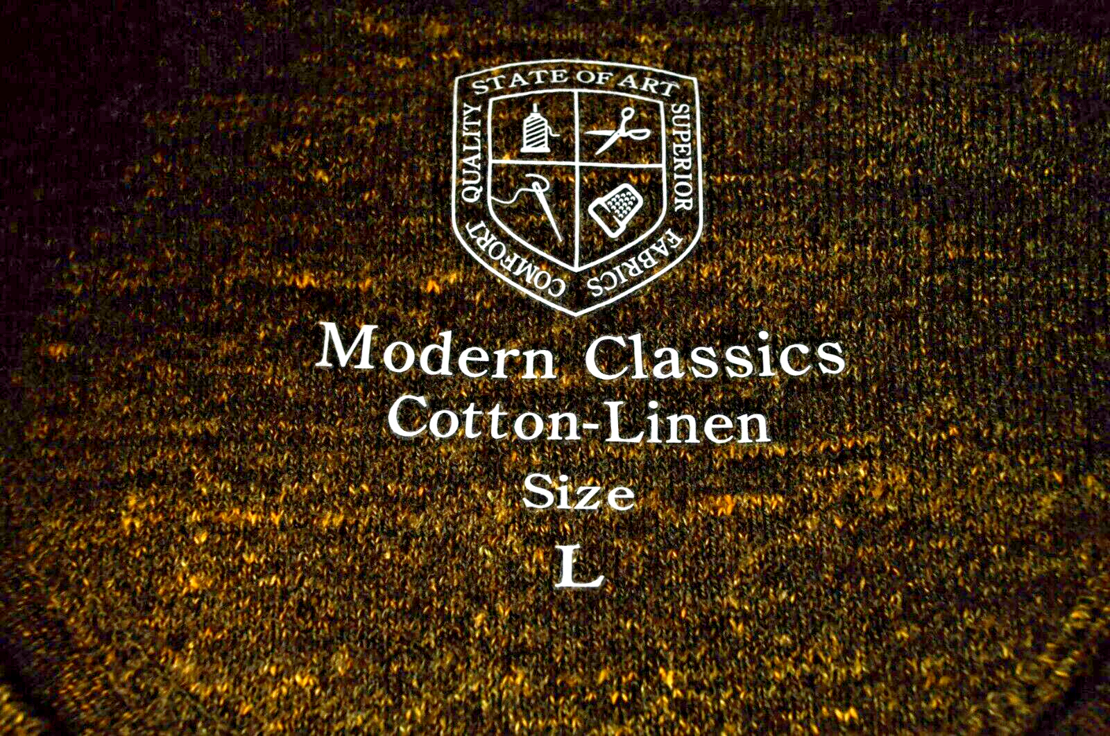 „STATE OF ART“ vyriškas L dydžio rudas medvilninis lininis megztinis su V formos iškirpte ilgomis rankovėmis 