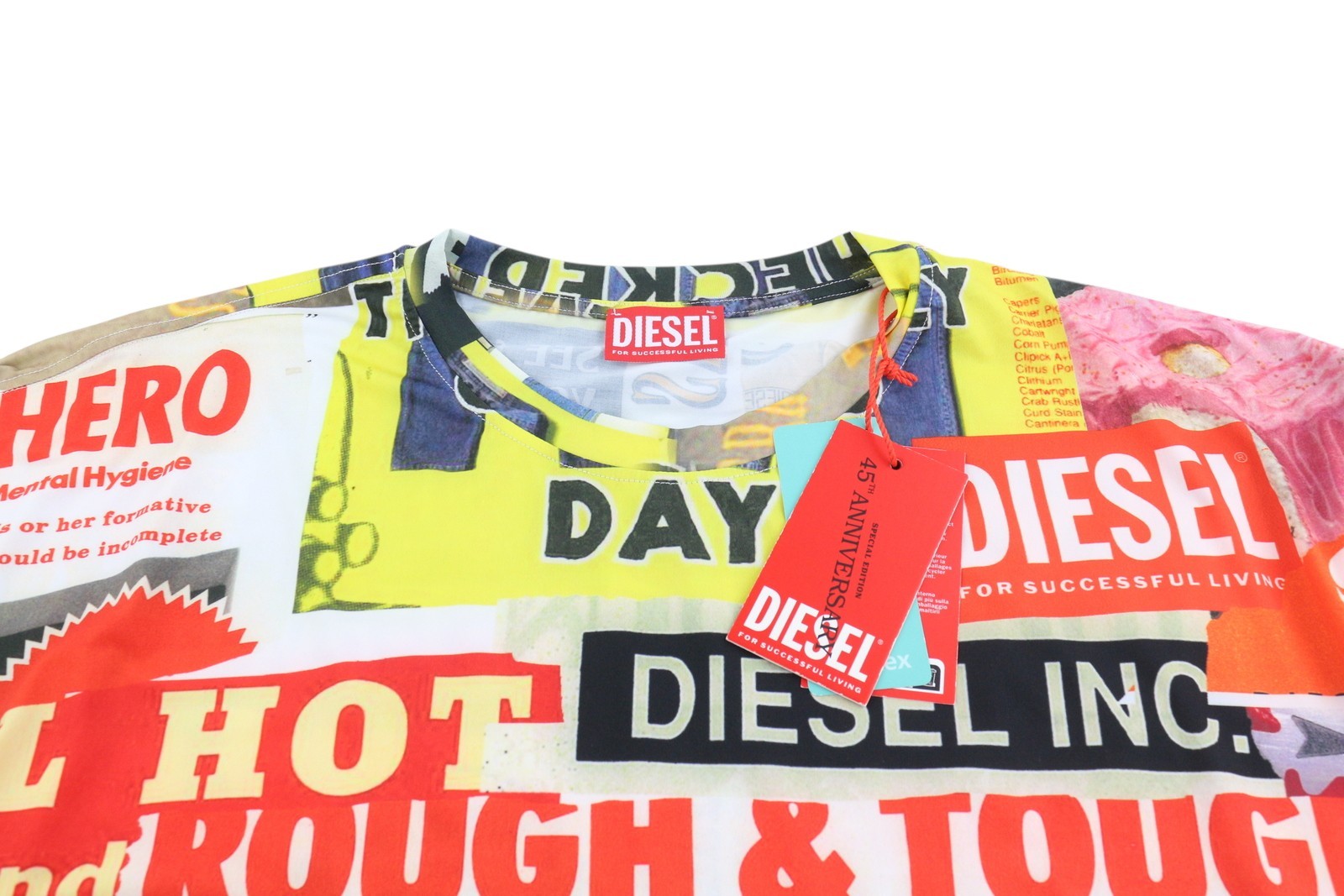 DIESEL Ann45-T-Boxt vyriški marškinėliai L 125 € 125 € spalvingais raštuotais kakleliu 