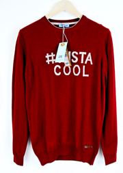 HARMONT &amp; BLAINE vyriškas raudonas vilnos mišinio ilgomis rankovėmis megztinis 