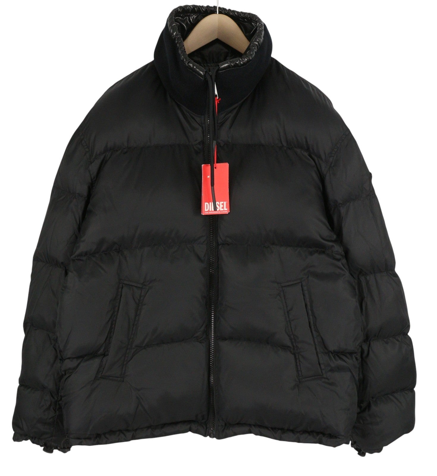 DIESEL W-Jupiter vyriška striukė XL, juoda, dvipusė, blizganti, izoliuota, RRP 495 € 