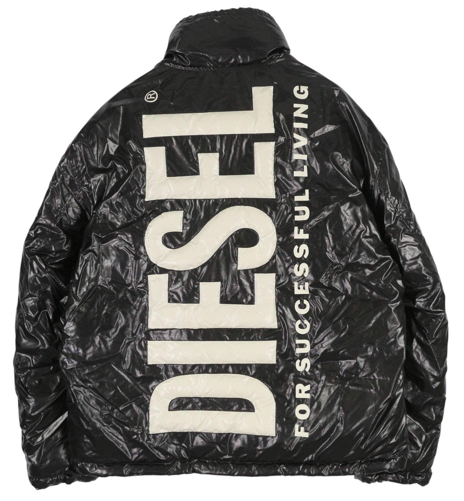 DIESEL W-Jupiter vyriška striukė XL, juoda, dvipusė, blizganti, izoliuota, RRP 495 € 