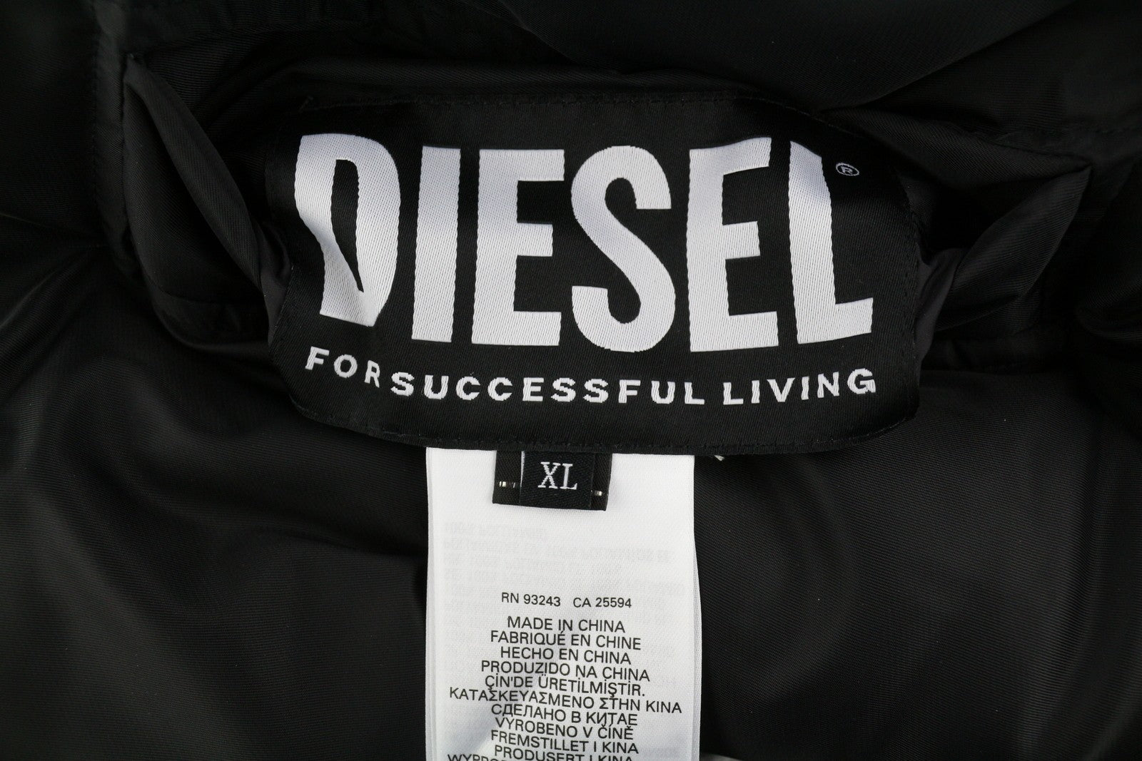 DIESEL W-Jupiter vyriška striukė XL, juoda, dvipusė, blizganti, izoliuota, RRP 495 € 