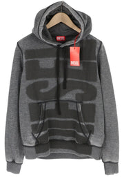 DIESEL S-Ginn-Hood-L1 vyriškas džemperis su gobtuvu L dydžio, pilkas, skalbtas, megztinis su kengūros kišene, rekomenduojama kaina – 250 € 