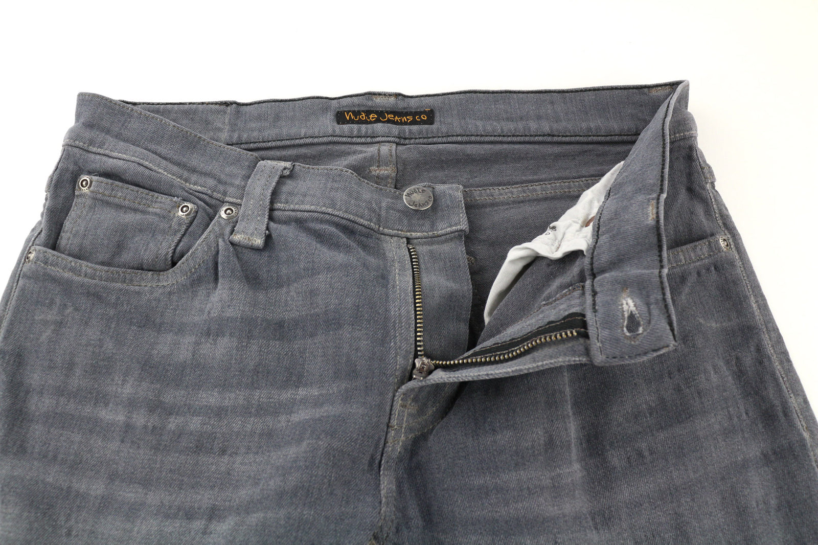 NUDIE JEANS Tight Long John Men Jeans W30/L34 Organic Charcoal Slim Fit Zipper