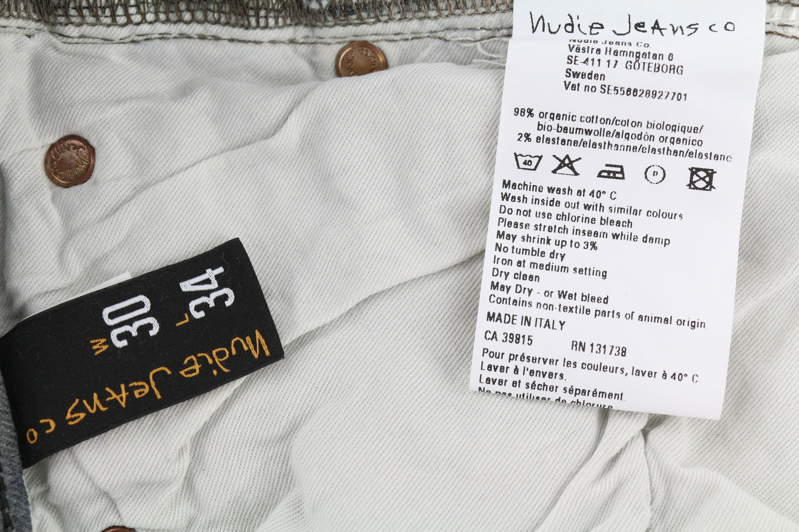 NUDIE JEANS Tight Long John Men Jeans W30/L34 Organic Charcoal Slim Fit Zipper