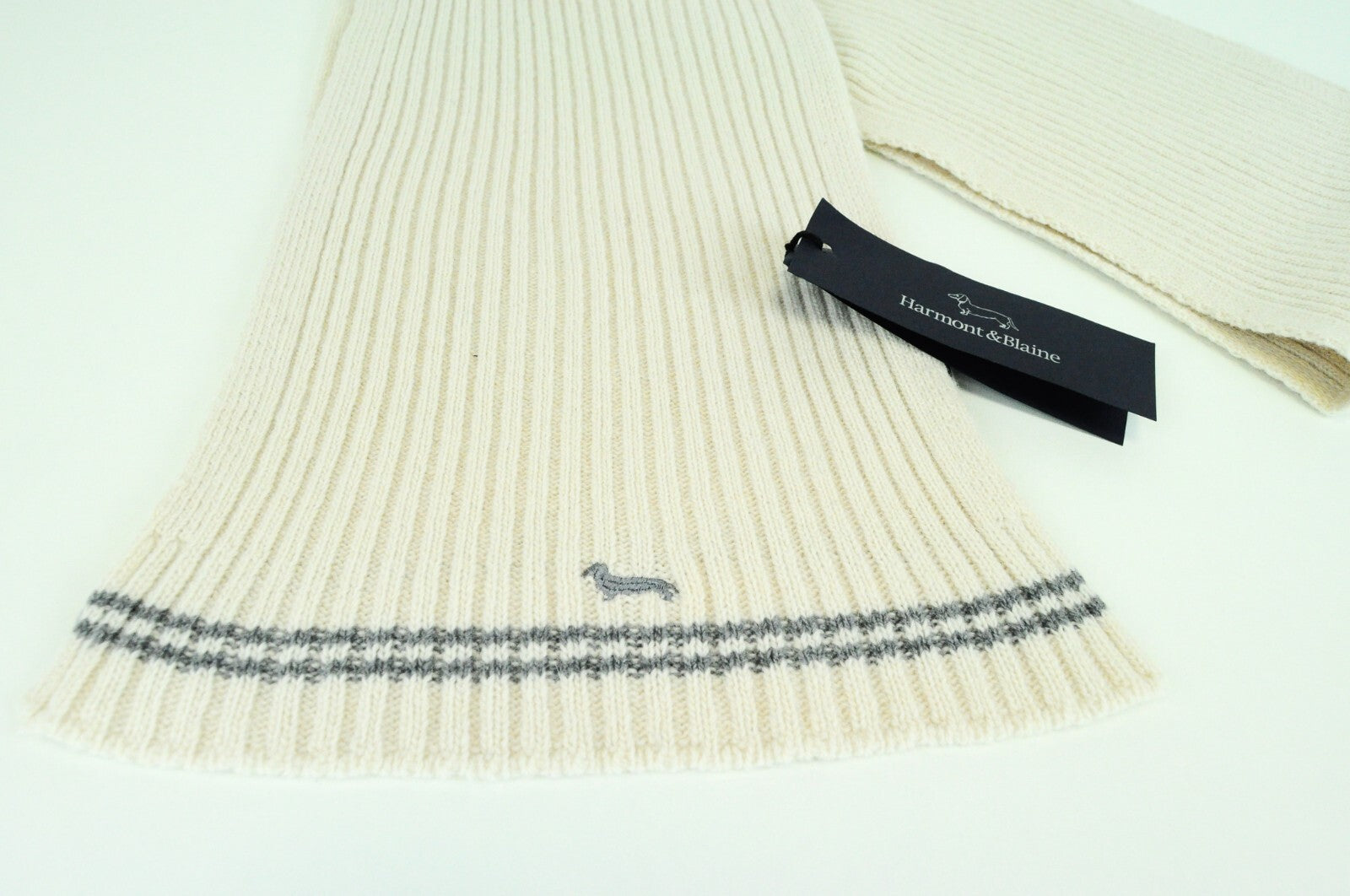 HARMONT &amp; BLAINE vyriškas smėlio spalvos vilnonis kašmyro megztas angoros šalikas, unisex 