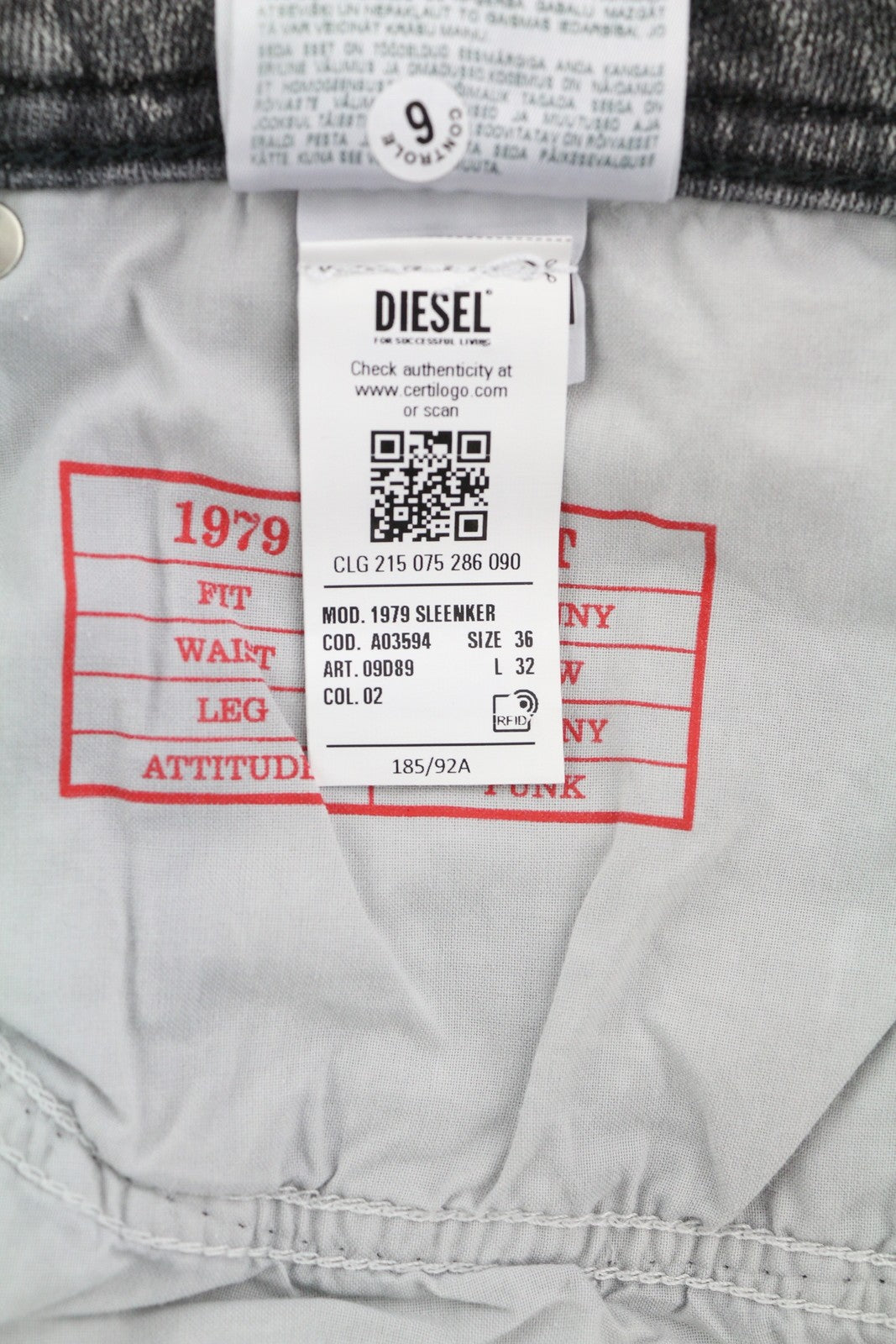 DIESEL 1979 Sleenker 09D89 vyriški džinsai W36/L32 tamprūs, aptempti džinsai, pilki, kaina 195 € 
