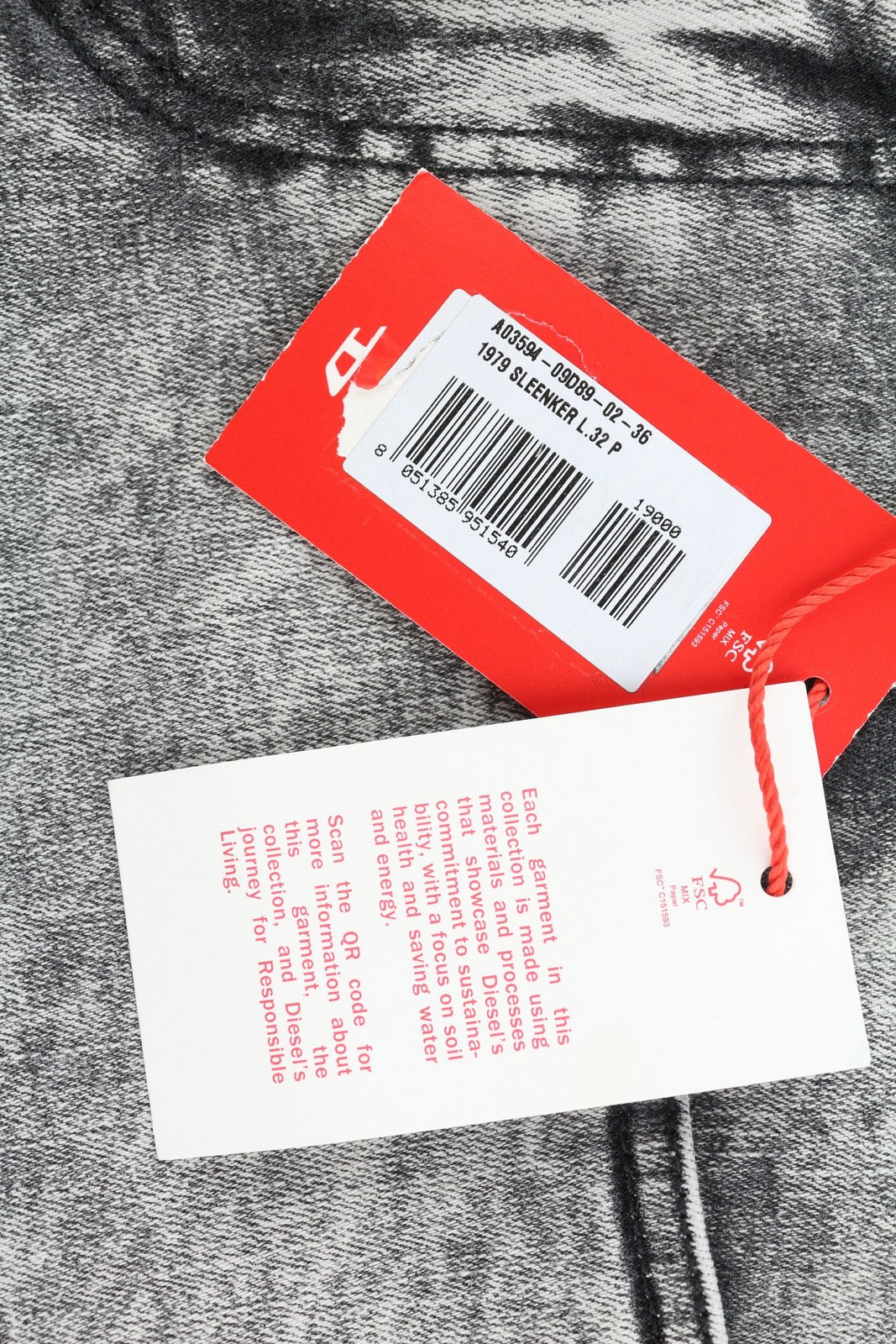 DIESEL 1979 Sleenker 09D89 vyriški džinsai W36/L32 tamprūs, aptempti džinsai, pilki, kaina 195 € 