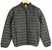 SCOTCH &amp; SODA vyriška dygsniuota tamsiai chaki spalvos lengva striukė su užtrauktuku ir pamušalu. 