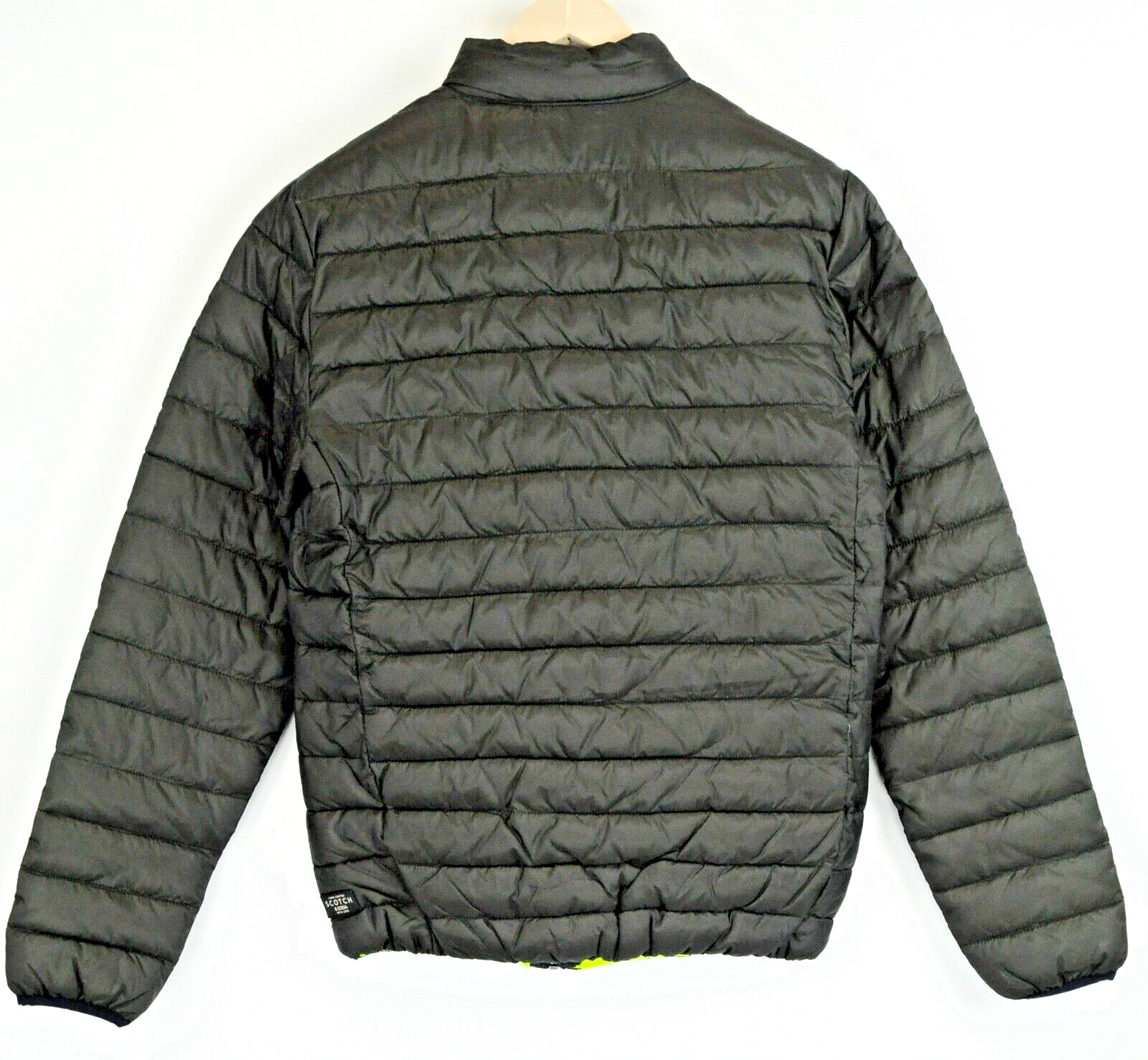 SCOTCH &amp; SODA vyriška dygsniuota tamsiai chaki spalvos lengva striukė su užtrauktuku ir pamušalu. 