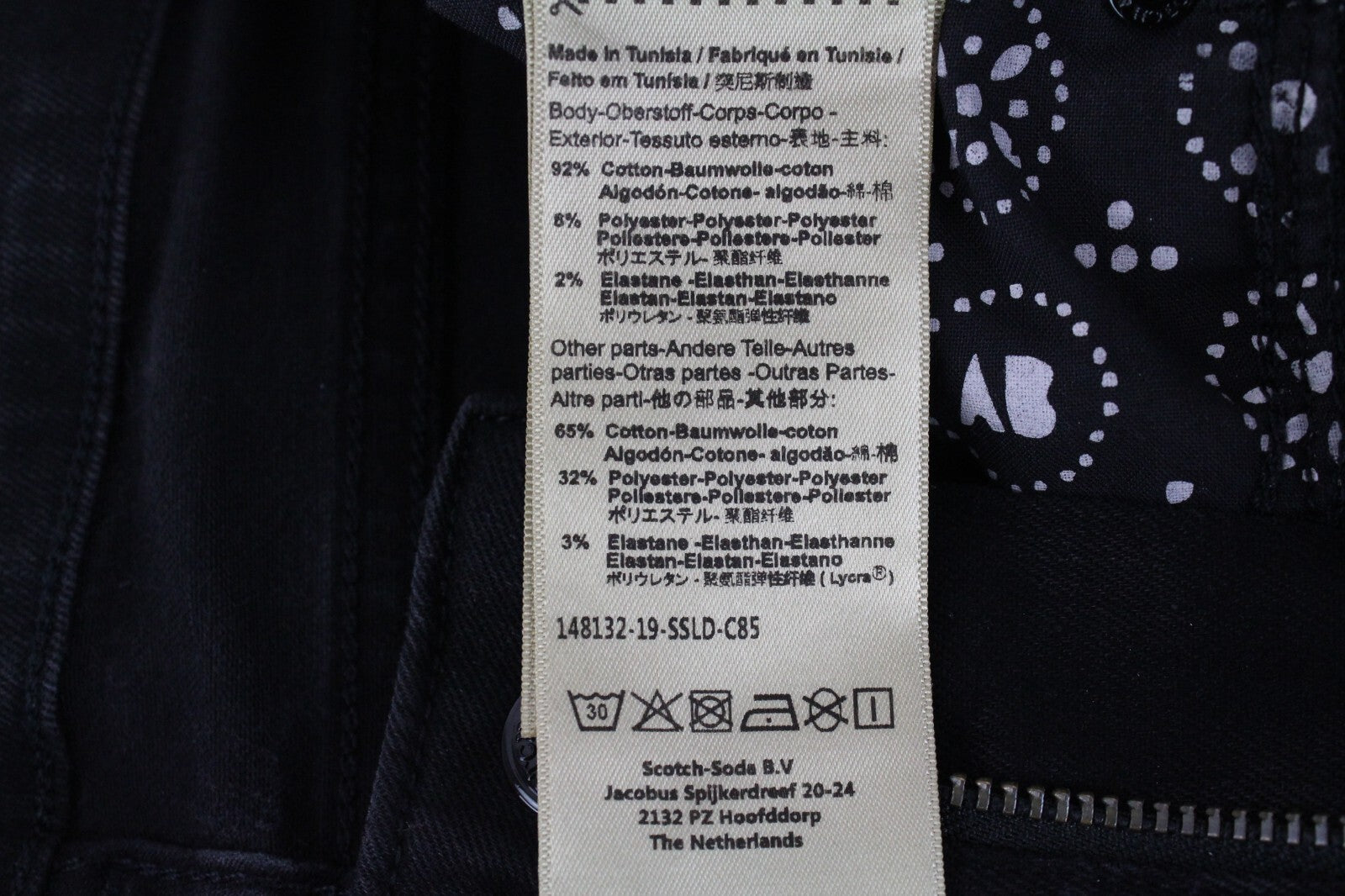 SCOTCH &amp; SODA moteriškos džinsinės kelnės W24/L32 La Bohemienne juodos su siuvinėtais aptemptais raštais 