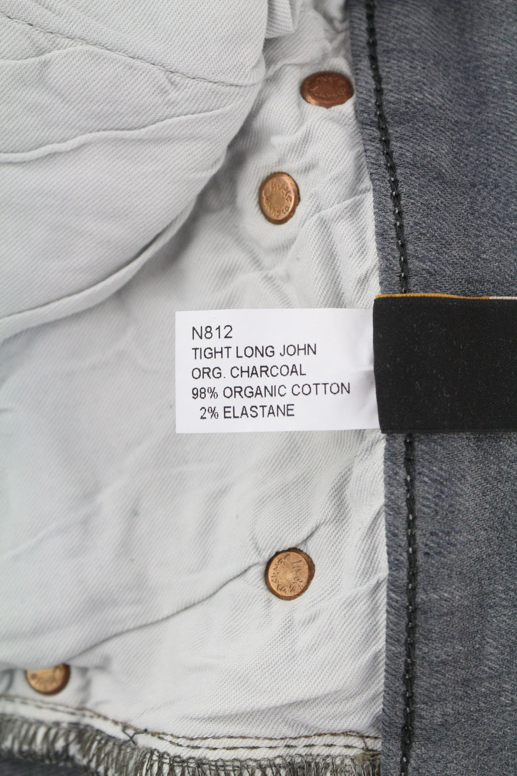 NUDIE JEANS aptempti ilgi vyriški džinsai W31/L34 organinės anglies spalvos, ploni, užtrauktuku 