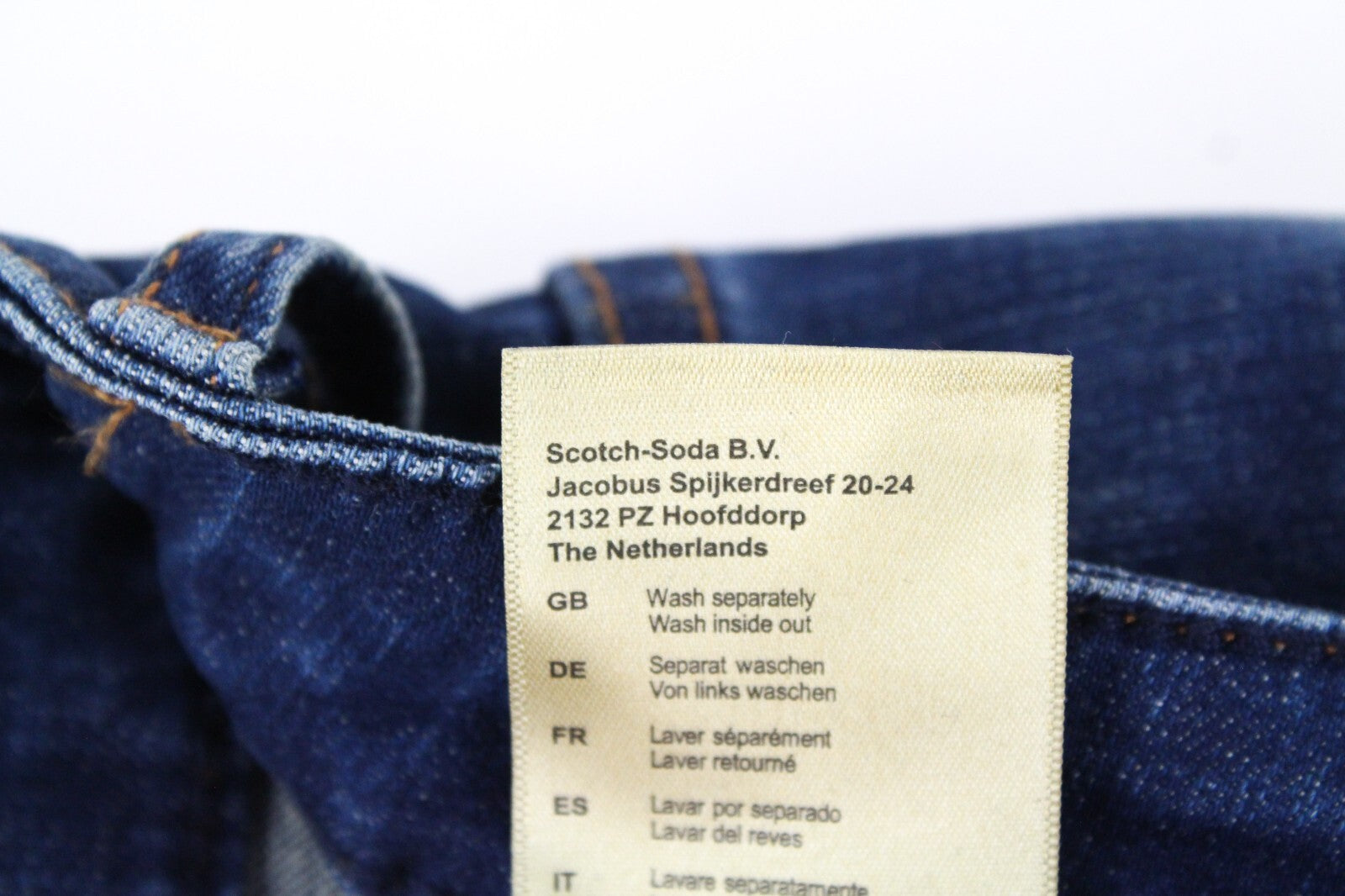 SCOTCH &amp; SODA moteriški džinsai W30/L30 mėlyni indigo spalvos platėjantys tamprūs neapdoroto apvado klasikiniai trumpi 