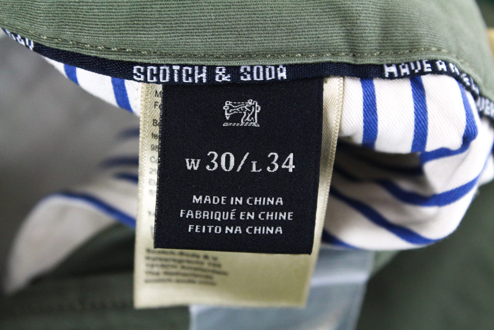 SCOTCH & SODA Ams Couture Men Trousers W30/L34 Loose Tapered Fit Green Stretch