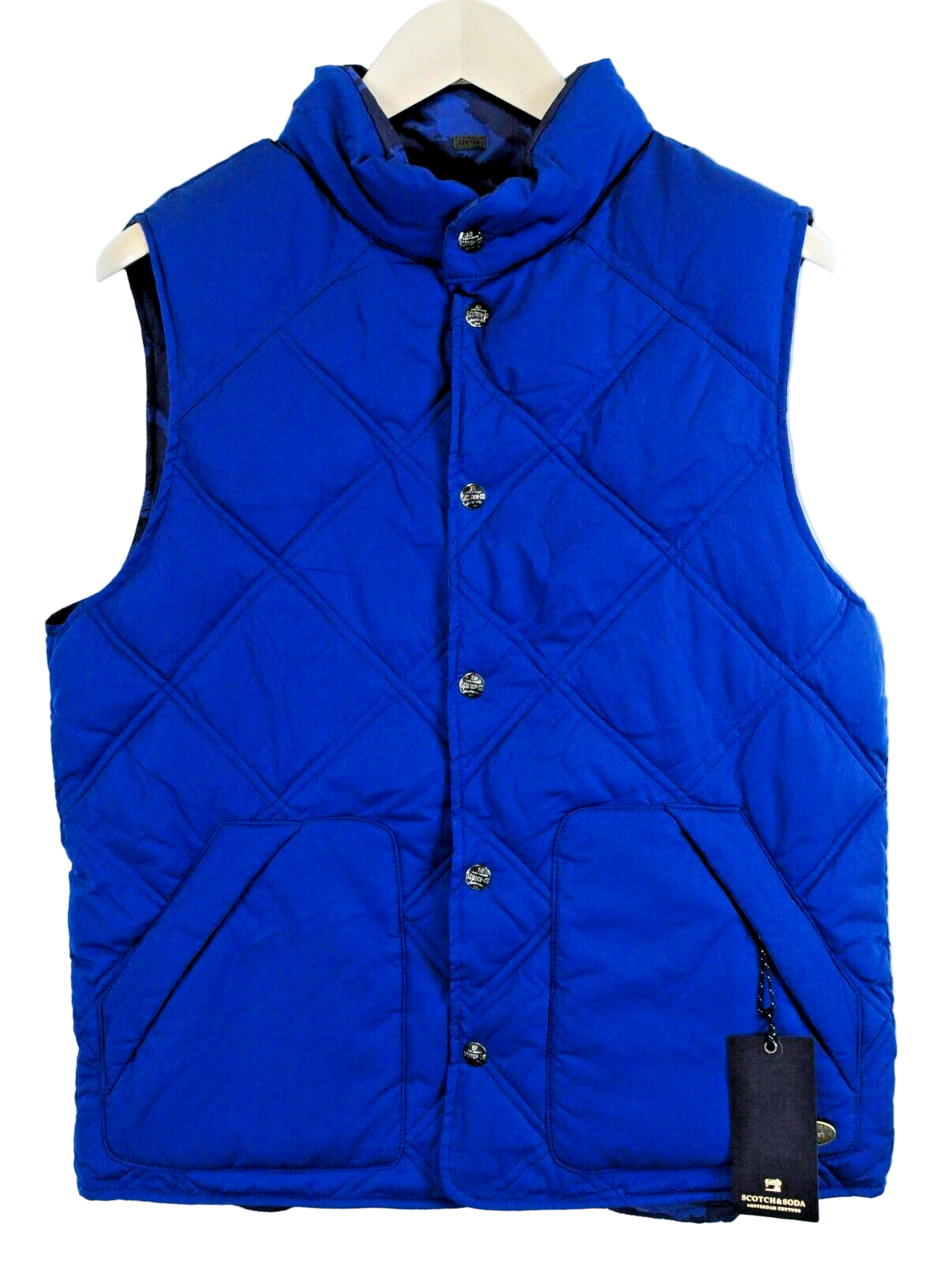 SCOTCH &amp; SODA vyriška dviejų spalvų dvispalvė, maskuojamojo rašto dygsniuota, paminkštinta liemenė M 