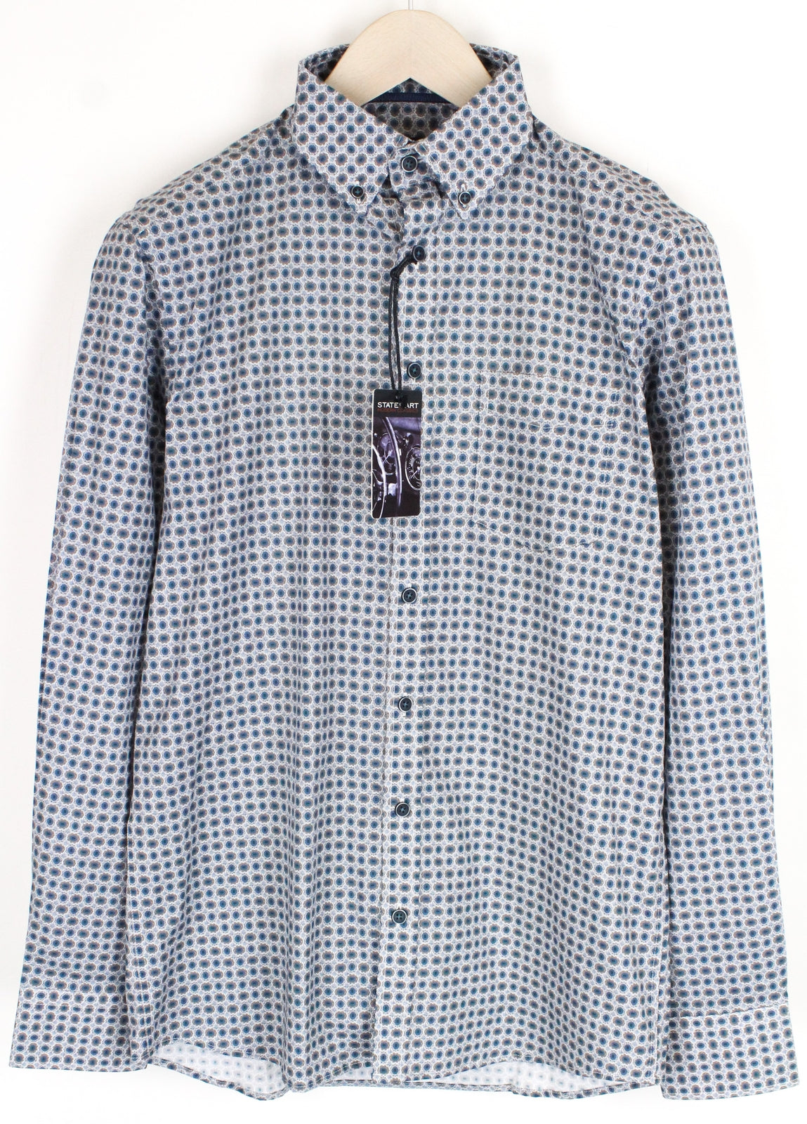 „STATE OF ART“ vyriški marškiniai su S dydžio sagomis ir lopais užsegamomis kišenėmis, gėlių raštu, mažai tampriais... 