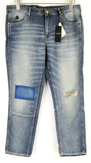 „SCOTCH &amp; SODA Bandit“ moteriški džinsai W28/L30 Slim Tapered medvilniniai lininiai džinsai, mėlyni, plėšyti 