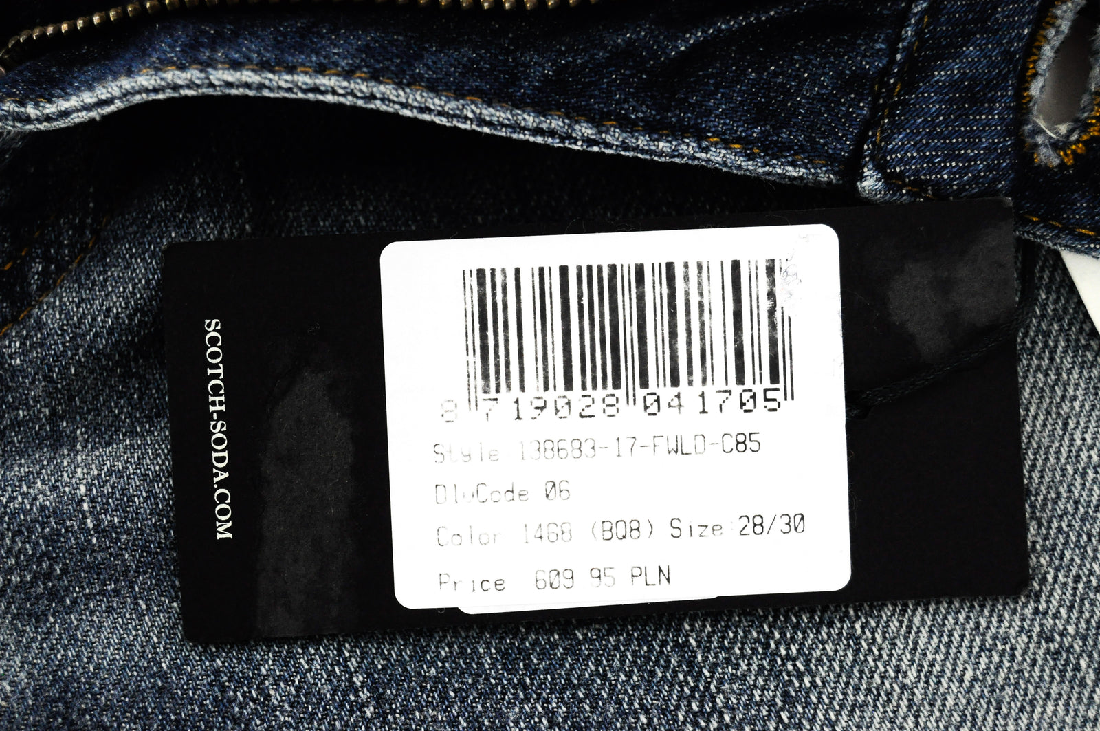 „SCOTCH &amp; SODA Bandit“ moteriški džinsai W28/L30 Slim Tapered medvilniniai lininiai džinsai, mėlyni, plėšyti 