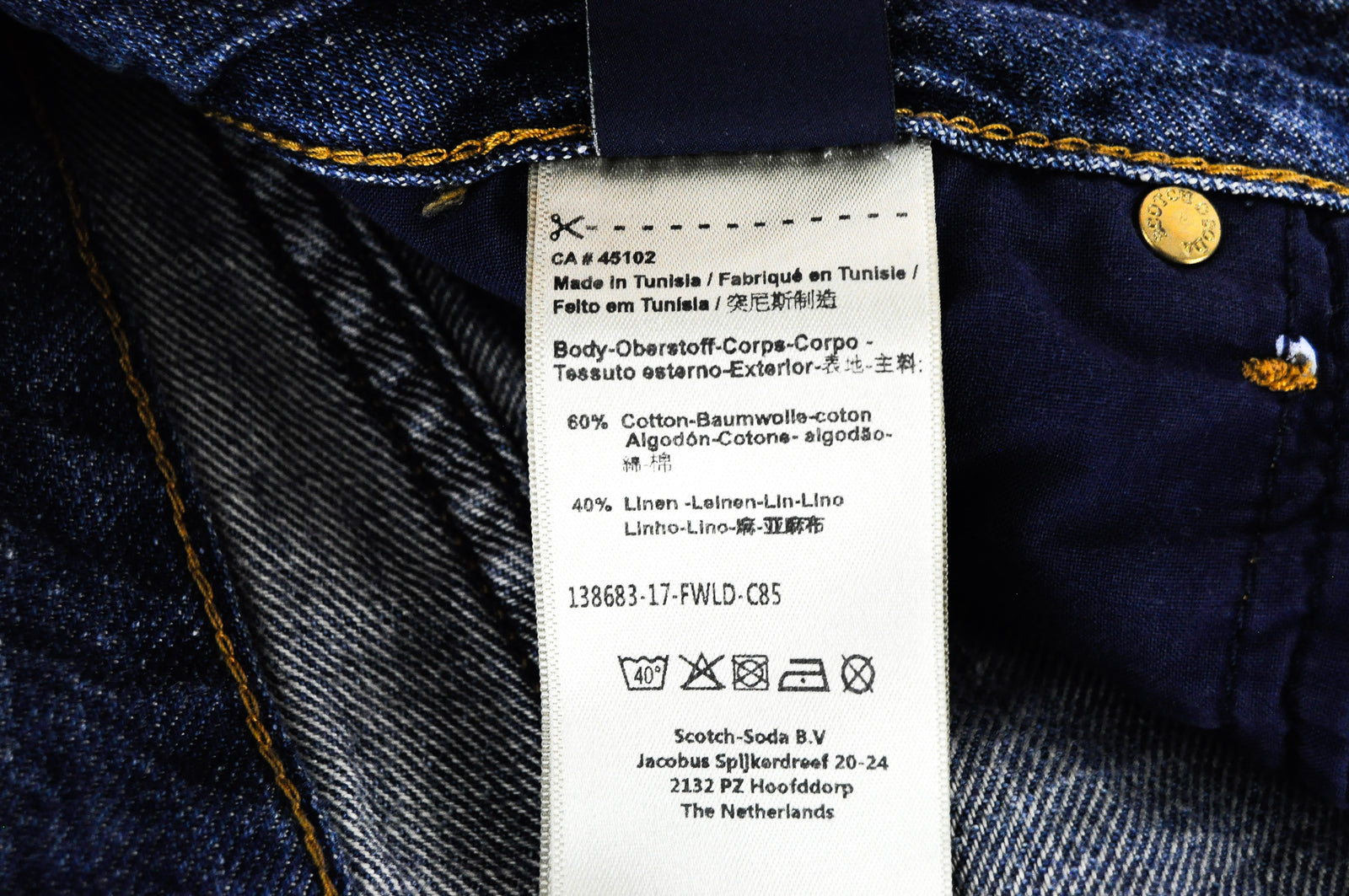 „SCOTCH &amp; SODA Bandit“ moteriški džinsai W28/L30 Slim Tapered medvilniniai lininiai džinsai, mėlyni, plėšyti 