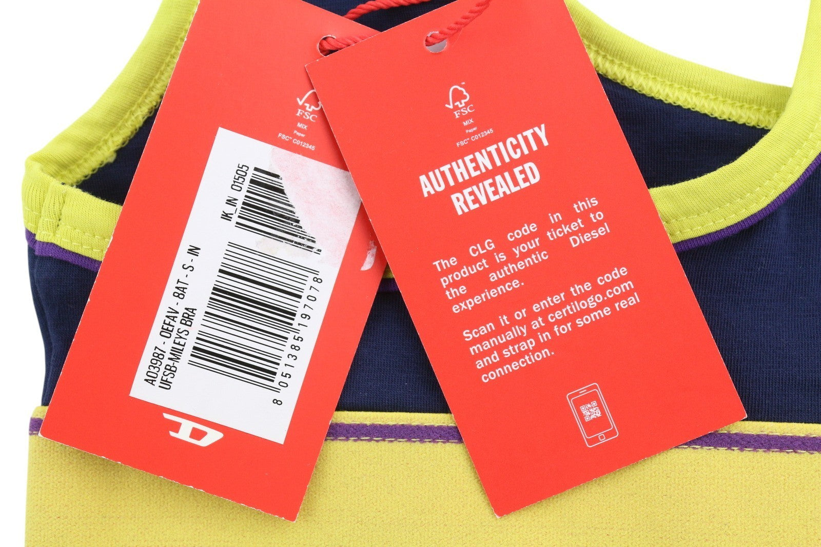 DIESEL Ufsb-Mileys Women Sports Bra S Sleeveless Round Neck Stretchy Logo Blue