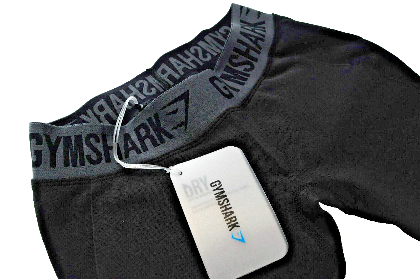GYMSHARK moteriškos juodos, trumpos, tamprios tamprės su logotipu ir juosmens juosta S dydžio 