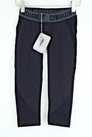 GYMSHARK moteriškos juodos, trumpos, tamprios tamprės su logotipu ir juosmens juosta S dydžio 