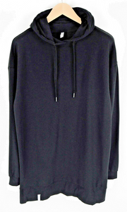 CALANDO moteriškas džemperis S, juodas ilgomis rankovėmis, medvilnės mišinio ilgas megztinis su gobtuvu 