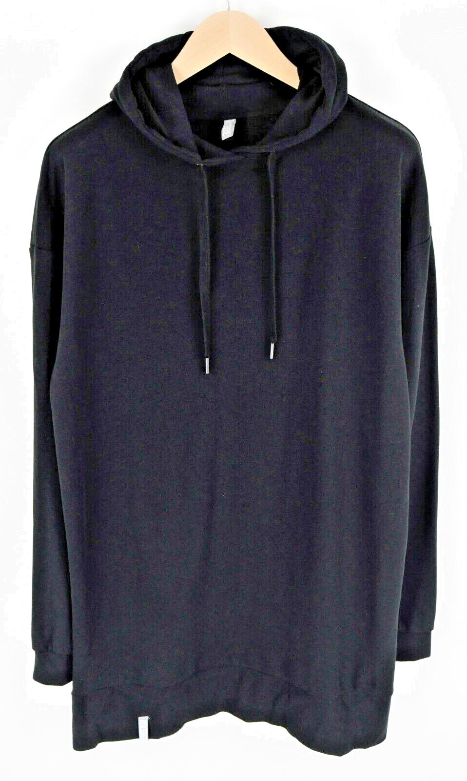 CALANDO moteriškas džemperis S, juodas ilgomis rankovėmis, medvilnės mišinio ilgas megztinis su gobtuvu 