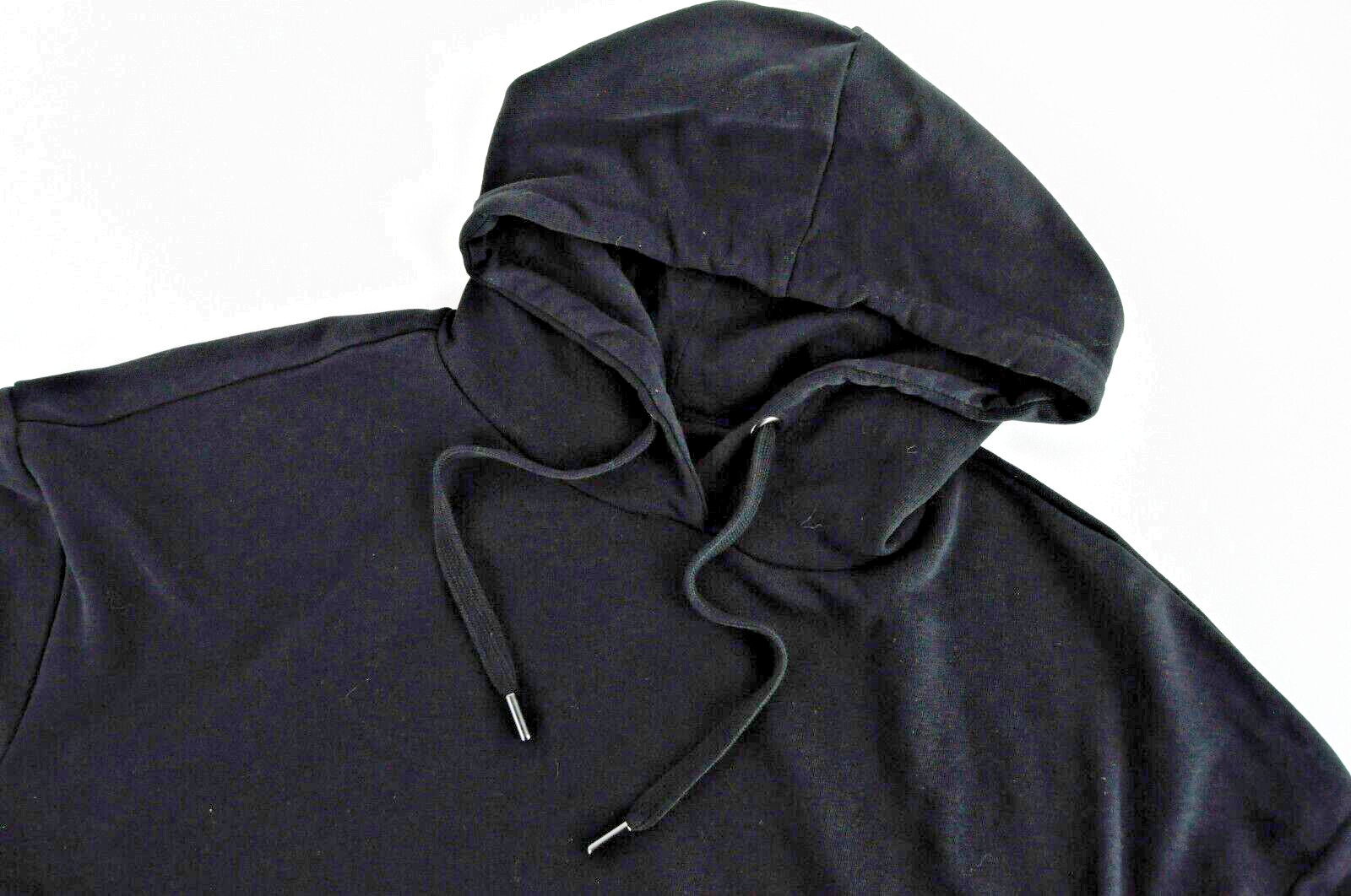 CALANDO moteriškas džemperis S, juodas ilgomis rankovėmis, medvilnės mišinio ilgas megztinis su gobtuvu 