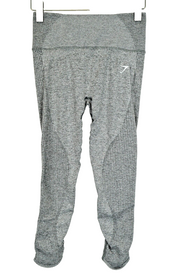 GYMSHARK moteriškos pilkos M dydžio sportinės tamprės su logotipu ir užtrauktuku bei kišenėmis 