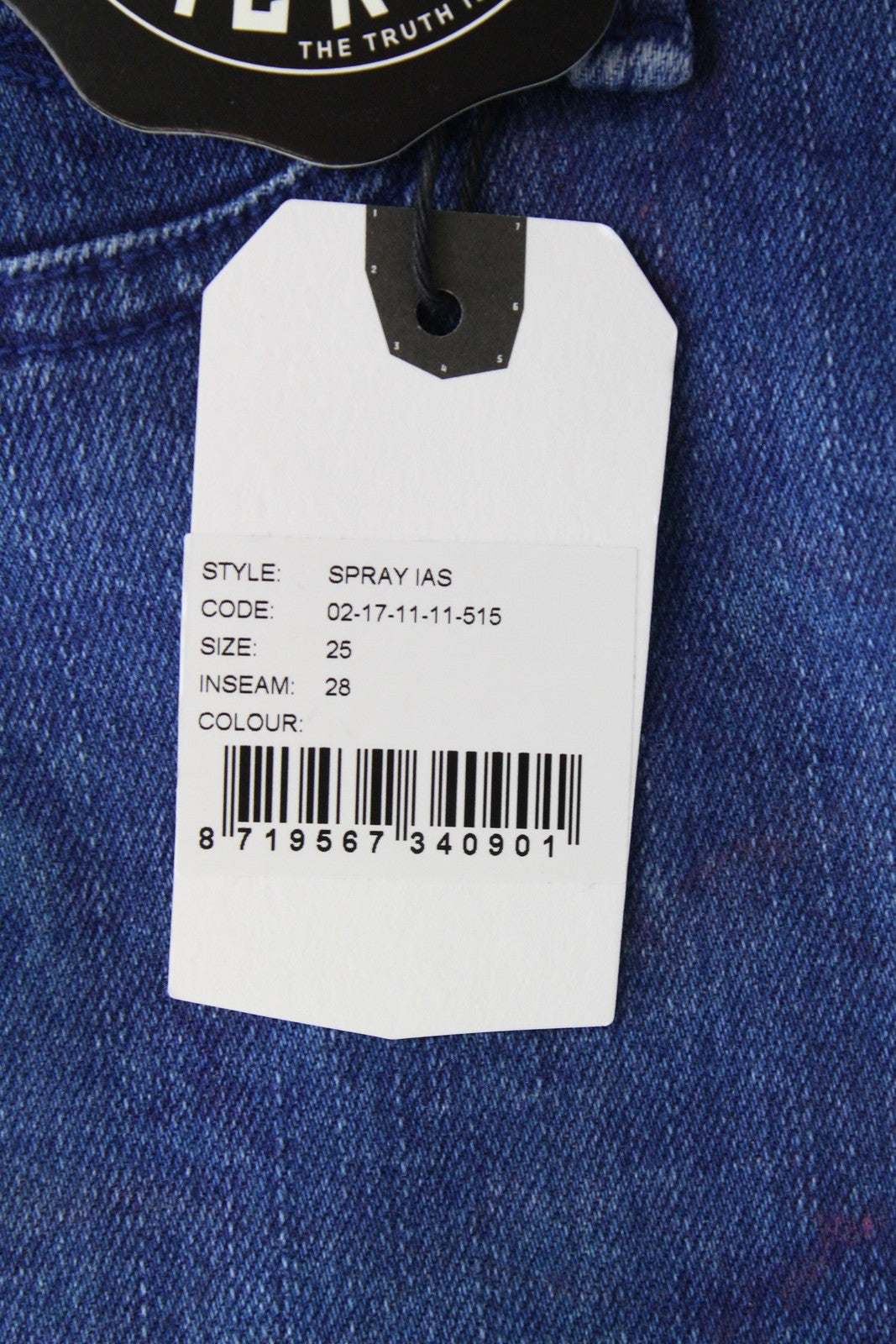 DENHAM purškiami moteriški itin aptempti W25/L28 mėlyni tamprūs medvilniniai džinsai 