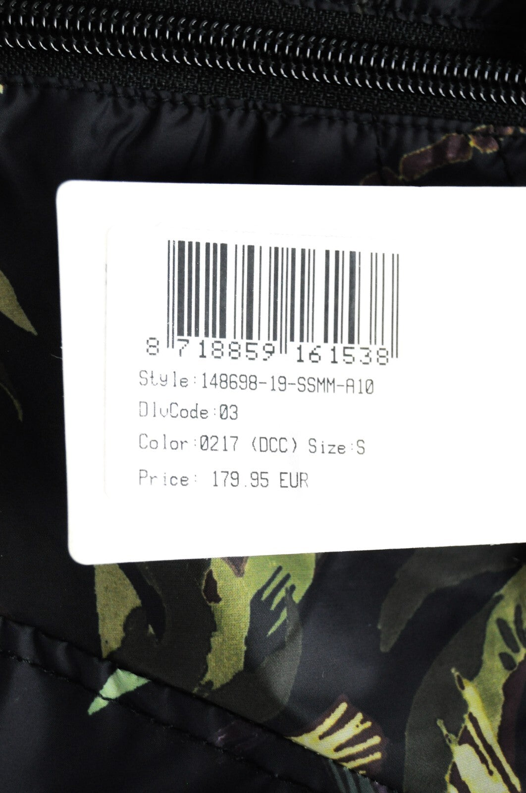 SCOTCH &amp; SODA vyriška striukė su gobtuvu, vėjui nepralaidi, S dydžio, juodo melanžo, palmių rašto. 