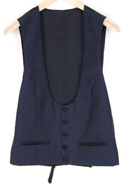 SUITSUPPLY Men's Waistcoat UK38R Blue Wool Linen Single-Breasted U-Neck Vest