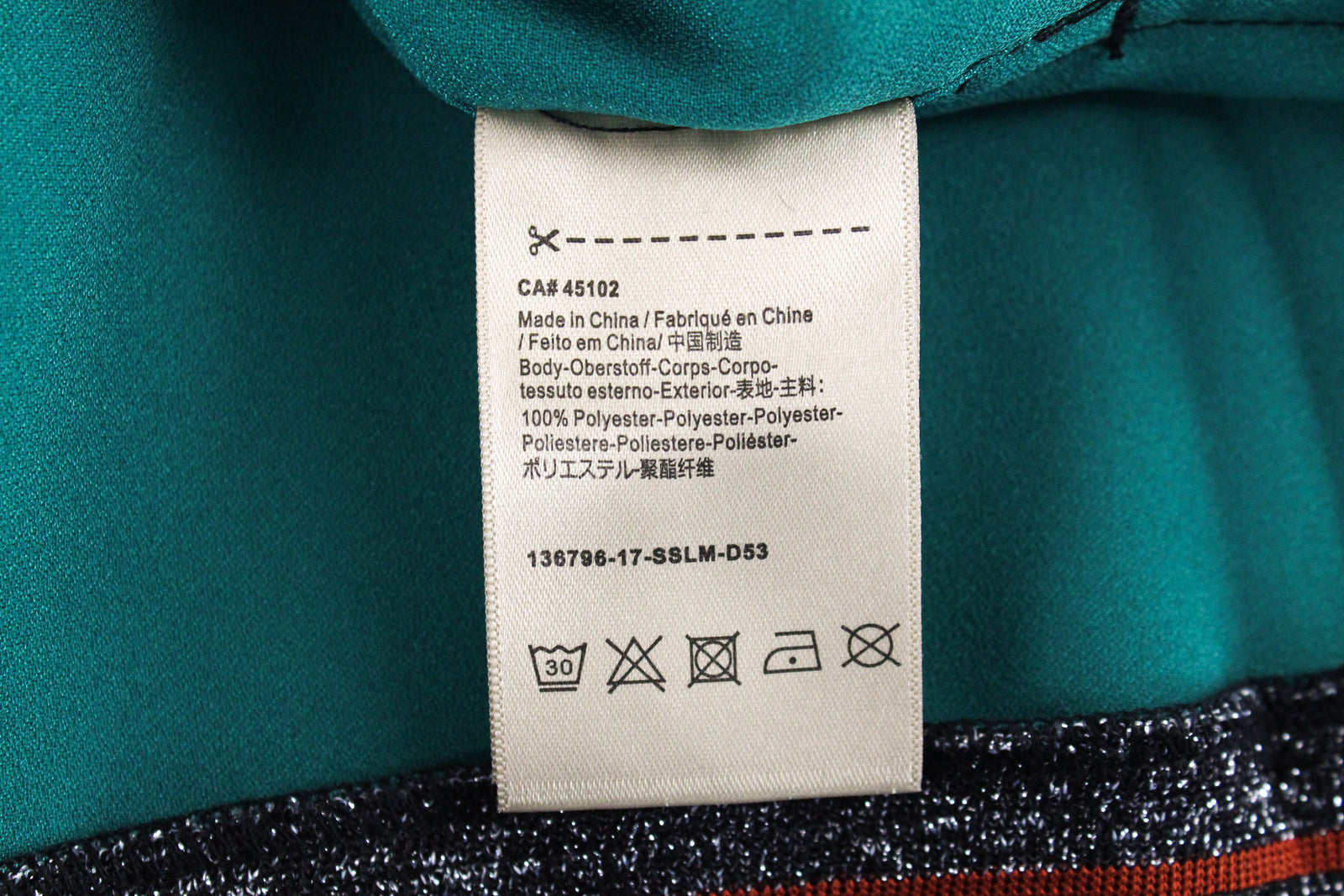 MAISON SCOTCH Women Top XL Blouse Parakeet Green Glitter Crew Neck Lurex Trimmed