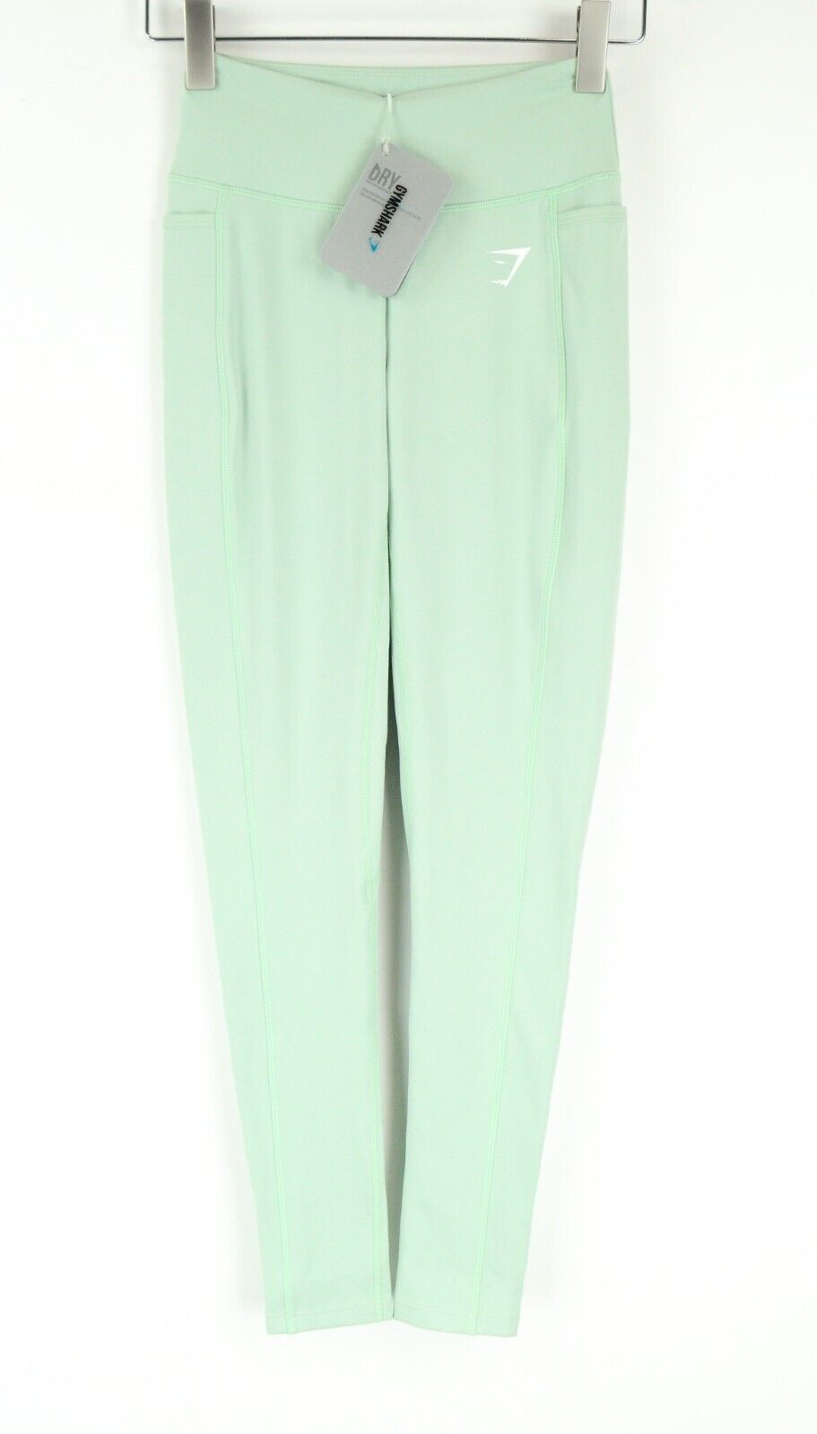GYMSHARK moteriškos tamprės XS dydžio pistacijų žalios svajingos, tamprios kelnės 