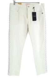 SCOTCH &amp; SODA moteriški W30 Slim Boyfriend džinsai su ventiliuojamomis siūlėmis, dirbtinės odos.