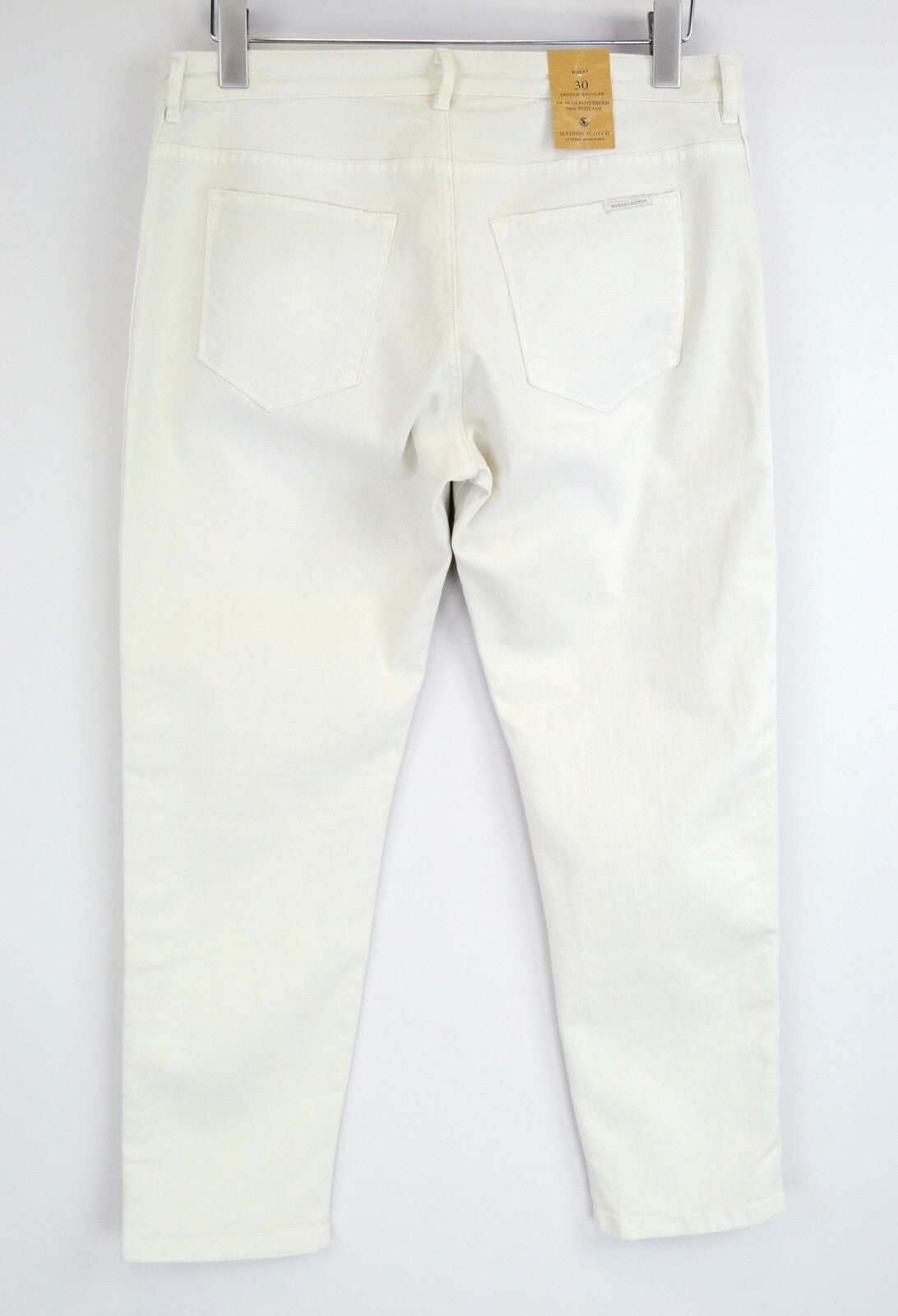 SCOTCH &amp; SODA moteriški W30 Slim Boyfriend džinsai su ventiliuojamomis siūlėmis, dirbtinės odos.