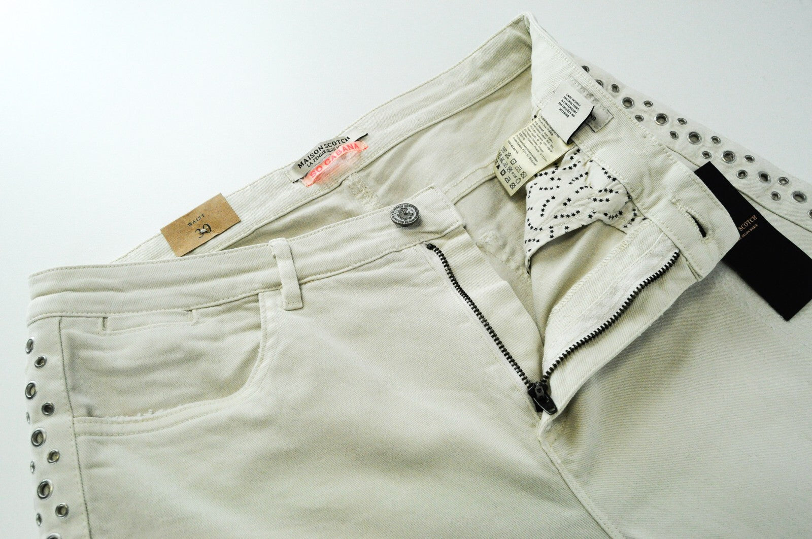 SCOTCH &amp; SODA moteriški W30 Slim Boyfriend džinsai su ventiliuojamomis siūlėmis, dirbtinės odos.