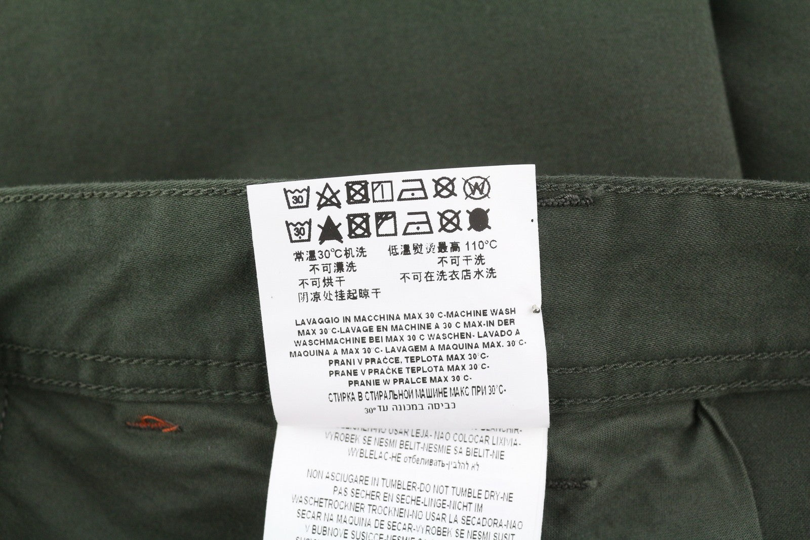 REPLAY Tom / Regular vyriškos kelnės W36/L30 chaki žalios chino spalvos su užtrauktuku ir 5 kišenėmis 