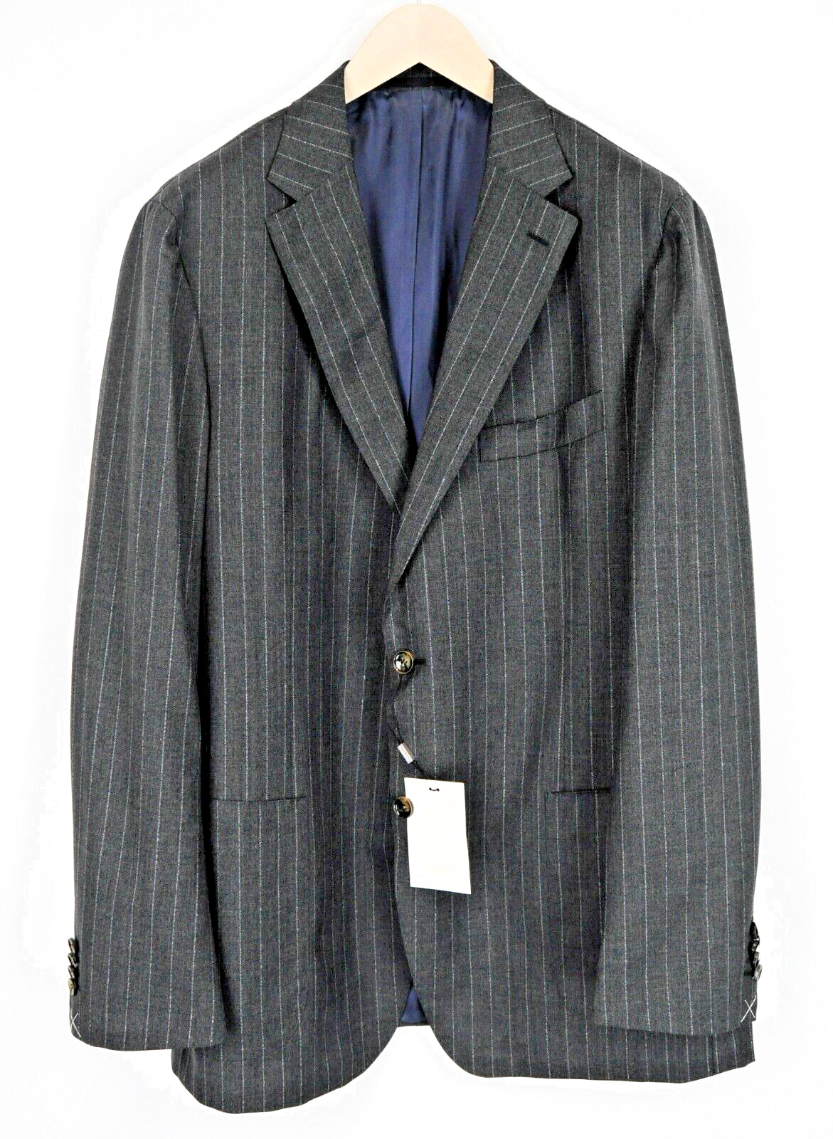 SUITSUPPLY Men UK52L Havana Grey Striped Wool Single-Breasted Blazer
