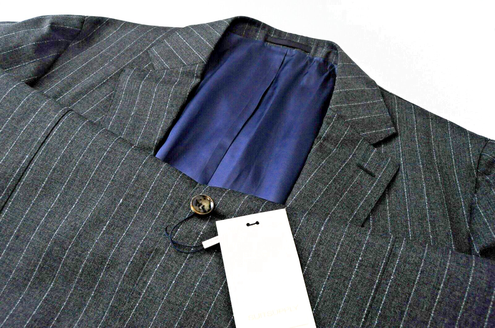 SUITSUPPLY Men UK52L Havana Grey Striped Wool Single-Breasted Blazer