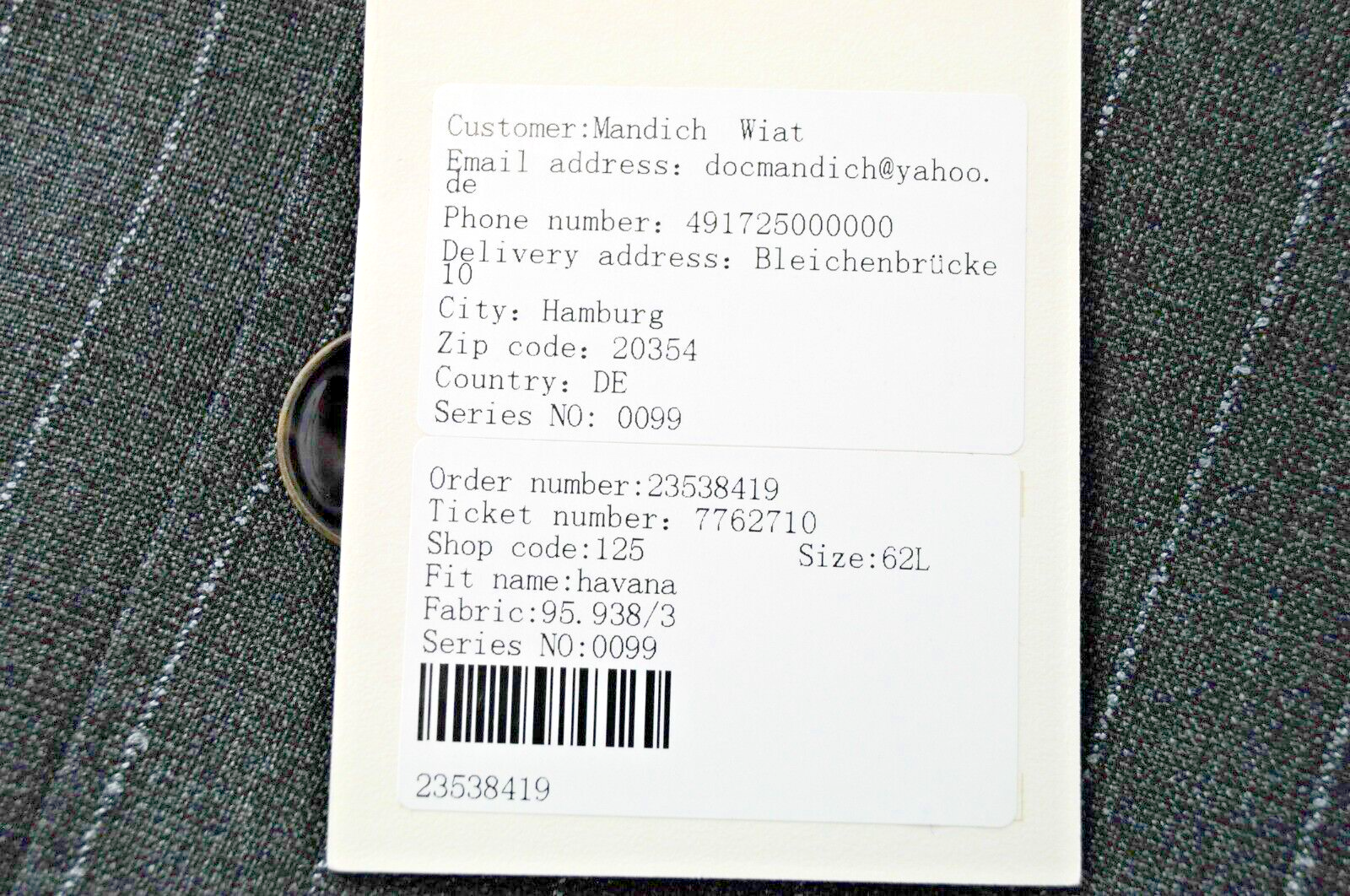 SUITSUPPLY Men UK52L Havana Grey Striped Wool Single-Breasted Blazer